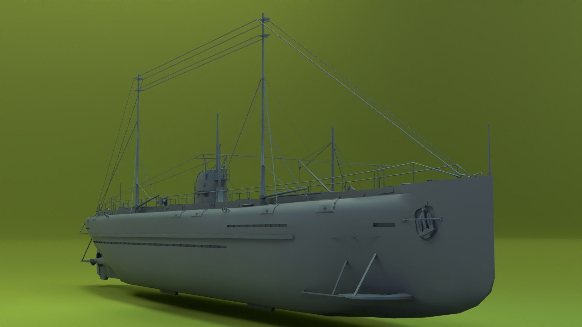 Deutschland Merchant Submarine Low-poly 3D model_10