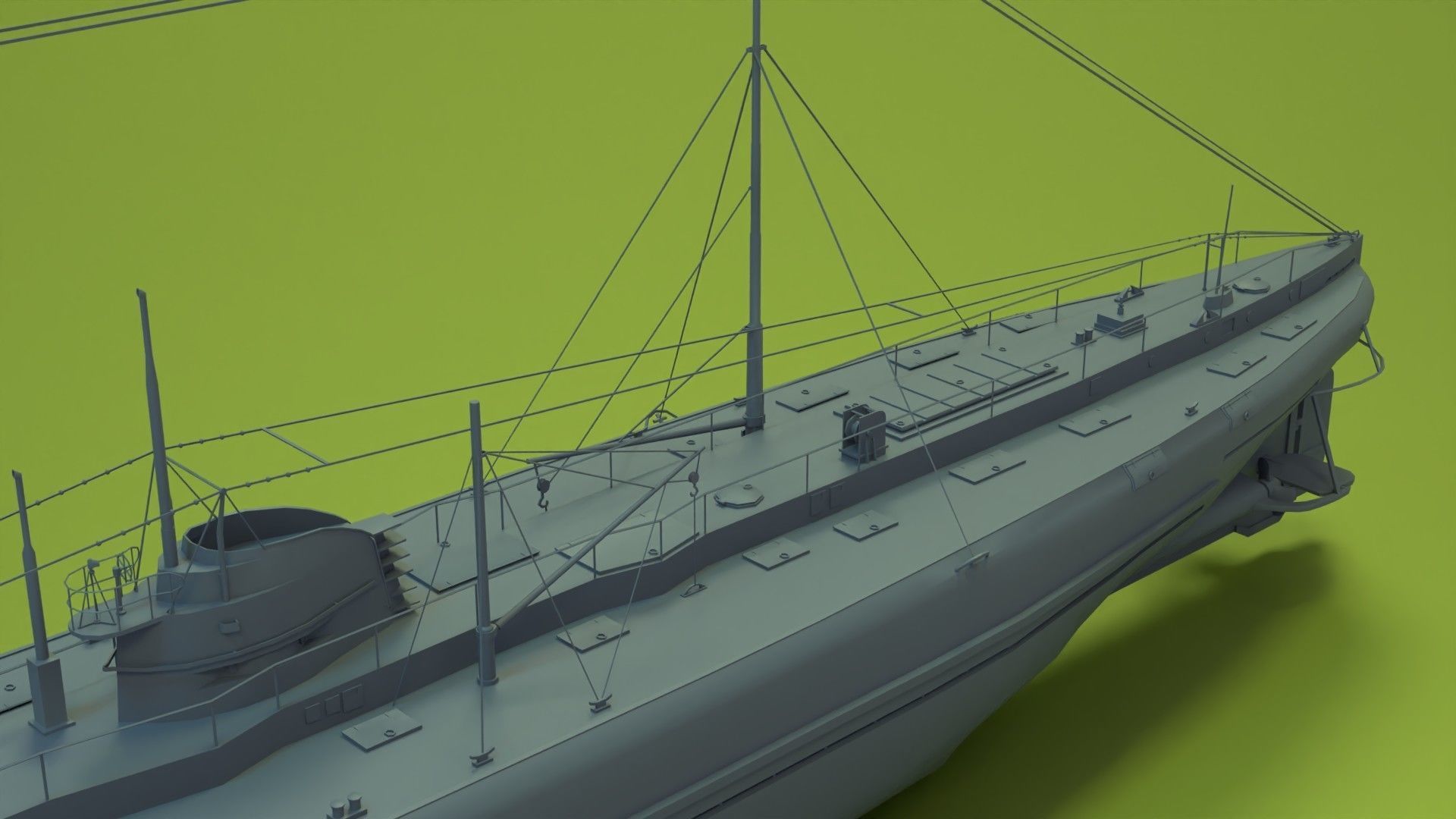 Deutschland Merchant Submarine Low-poly 3D model_14