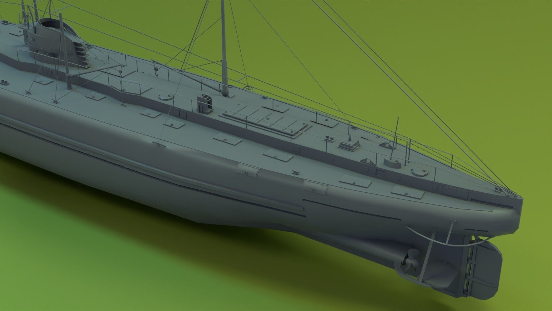 Deutschland Merchant Submarine Low-poly 3D model_15