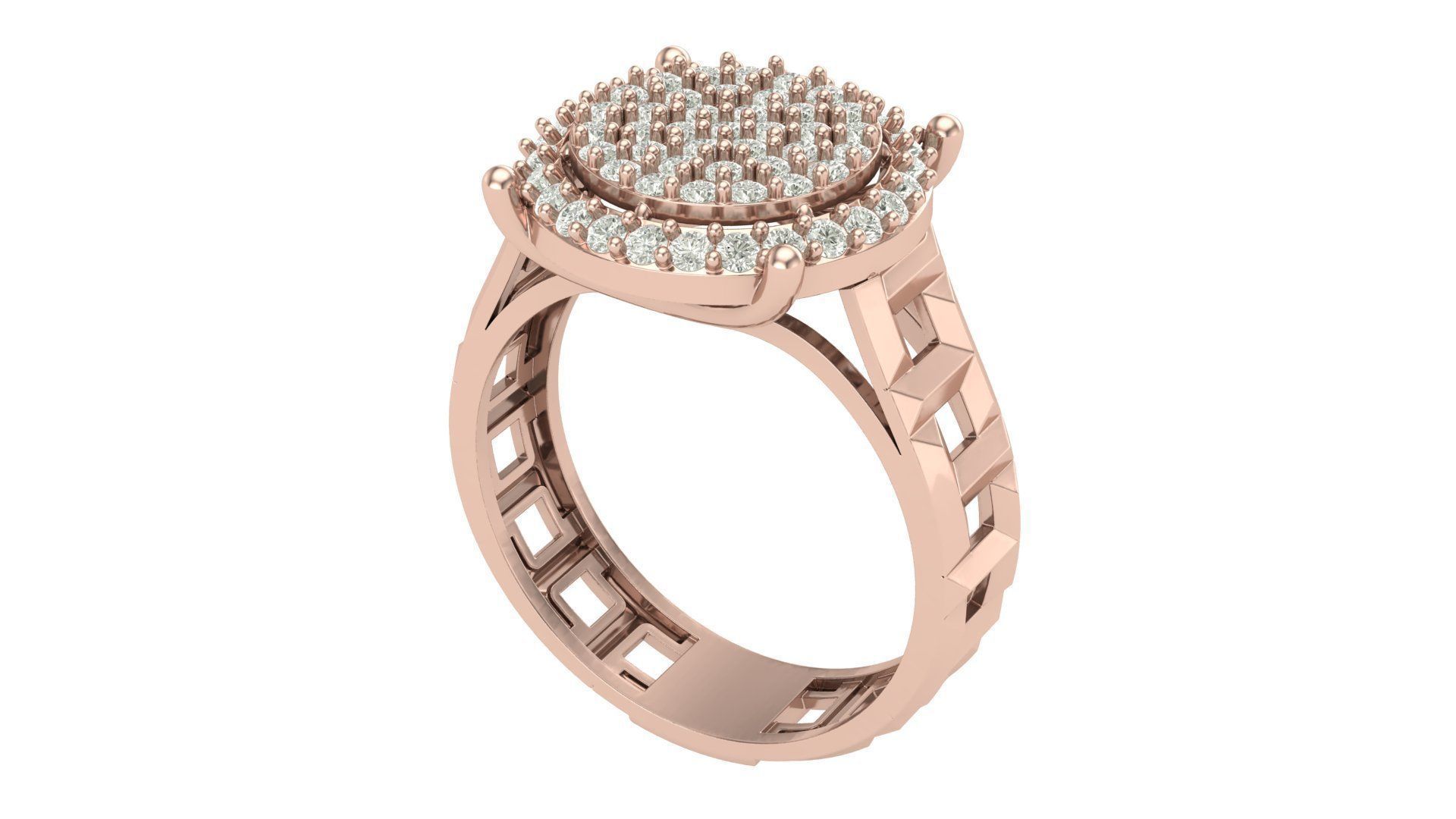Florence Ring with round cut diamonds 3D print model_3
