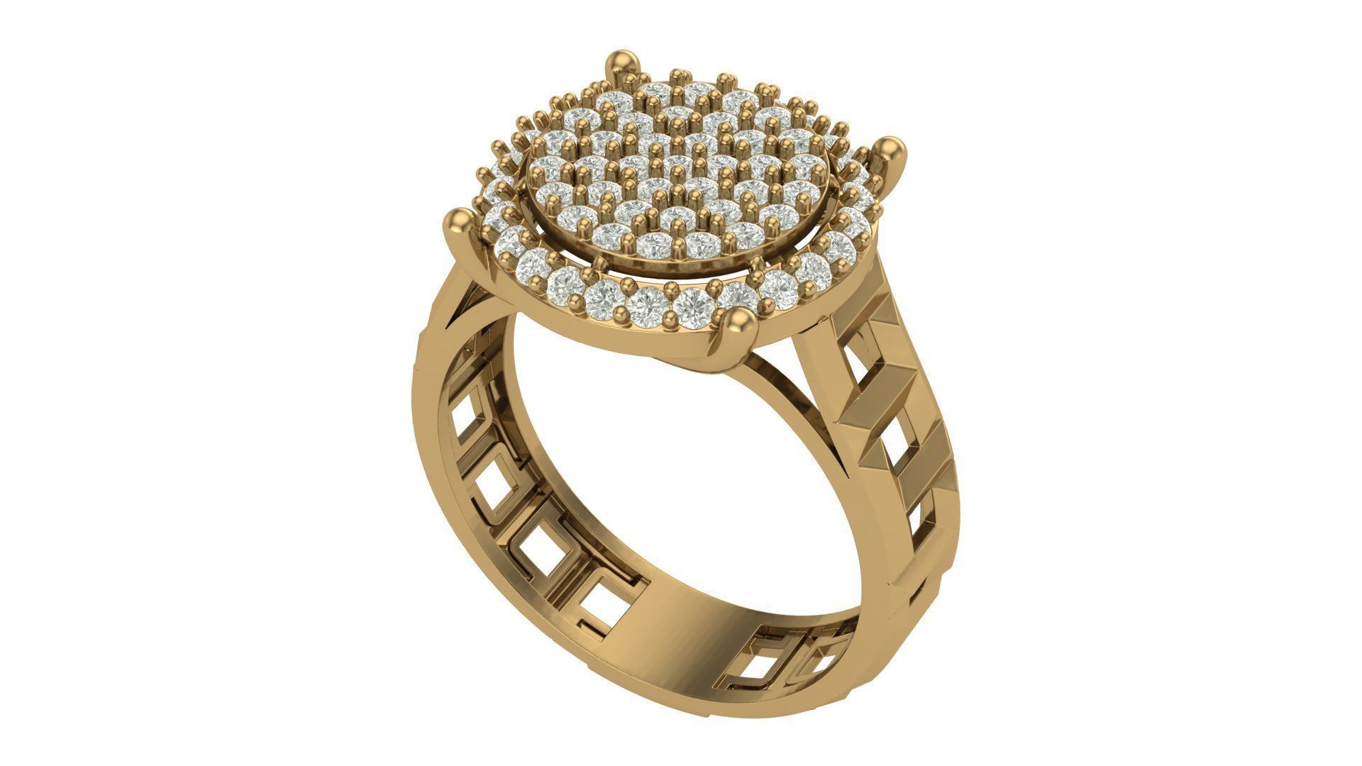 Florence Ring with round cut diamonds 3D print model_1