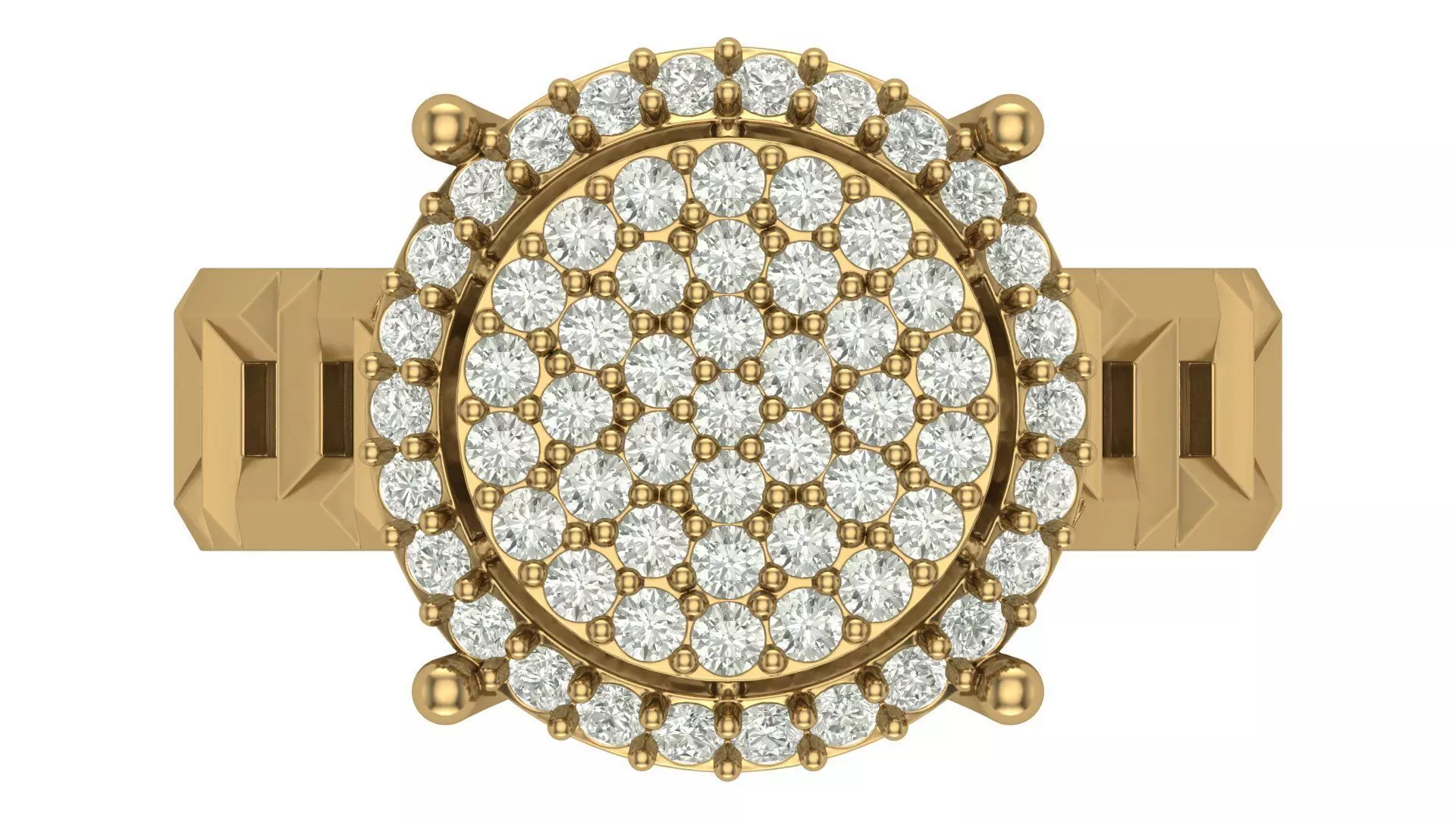 Florence Ring with round cut diamonds 3D print model_0