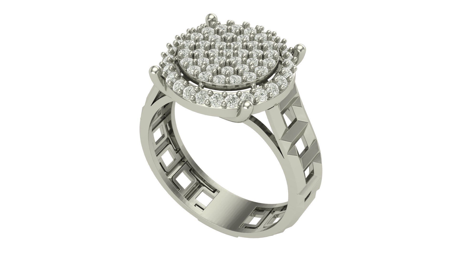 Florence Ring with round cut diamonds 3D print model_2
