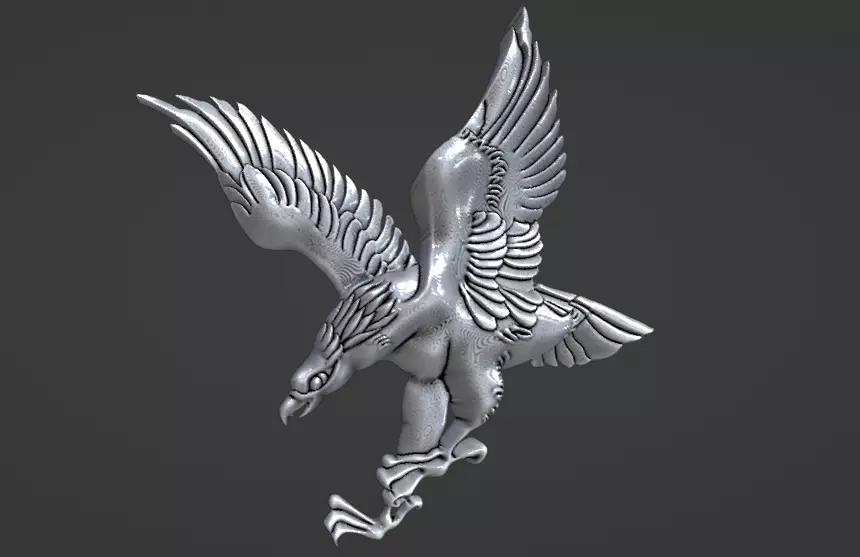 scalable eagle relief cnc jewelry pendant basrelief 3D print model_0