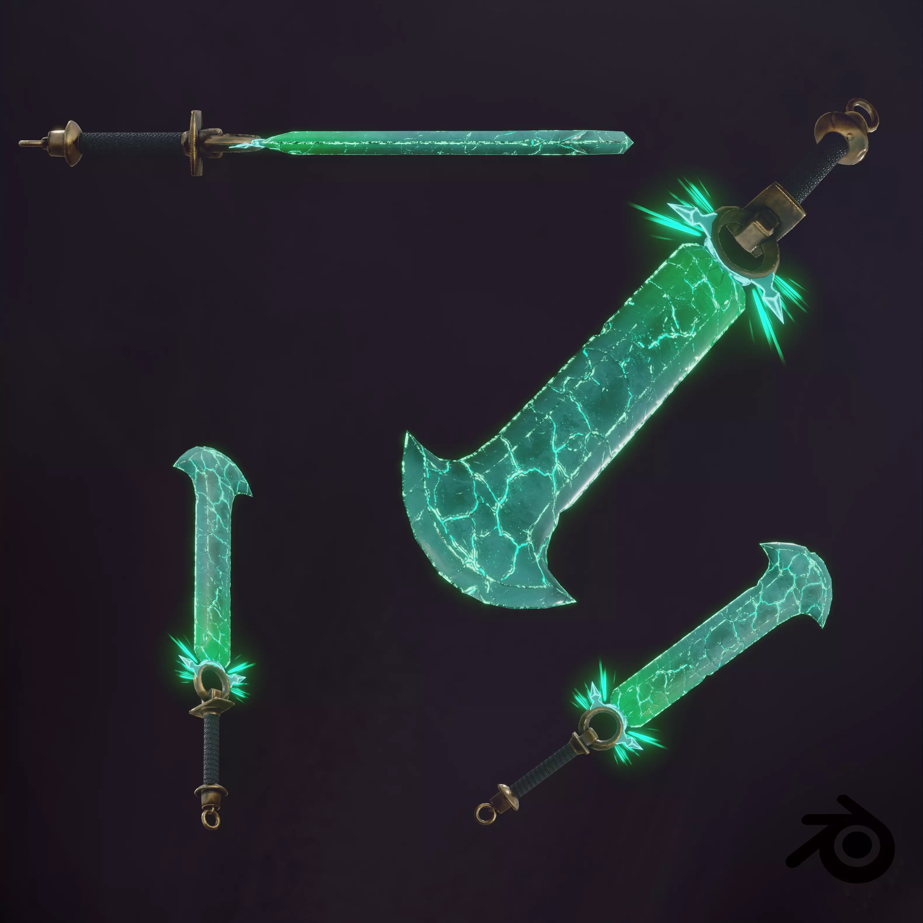 Stylized Crystal Sword Low-poly 3D model