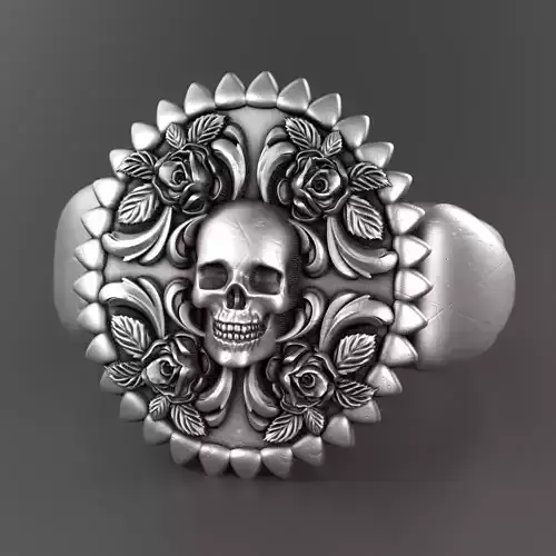 Skull ring with roses