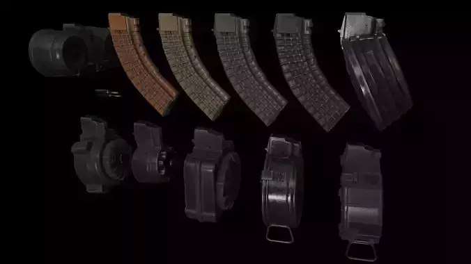 AKM and AK74 Magazines Set 2 3D model