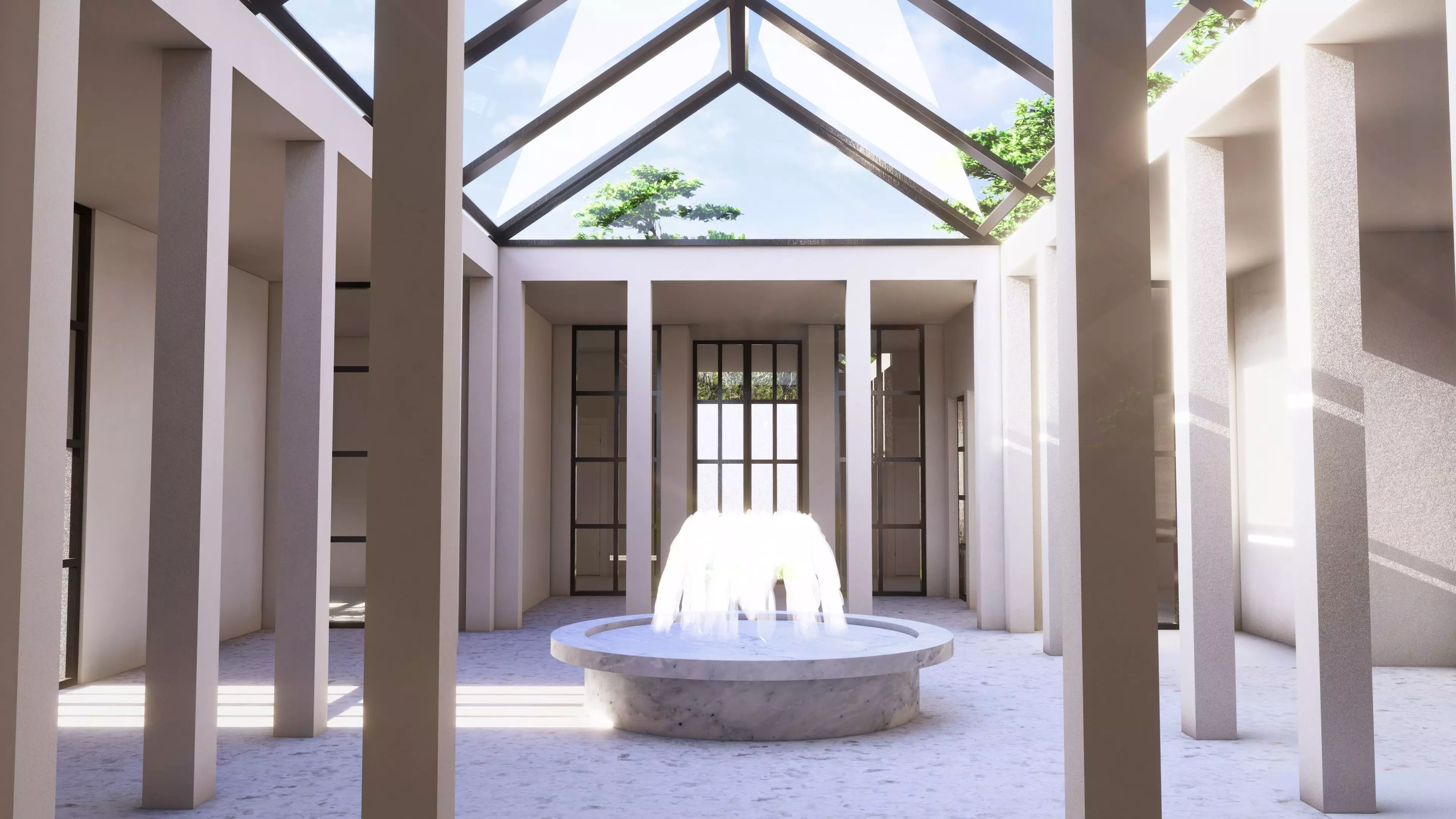 Modern Glass Set Doors Windows Skylight 3D model_0