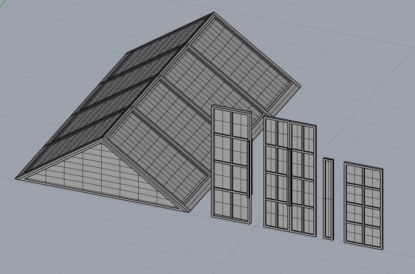 Modern Glass Set Doors Windows Skylight 3D model_2