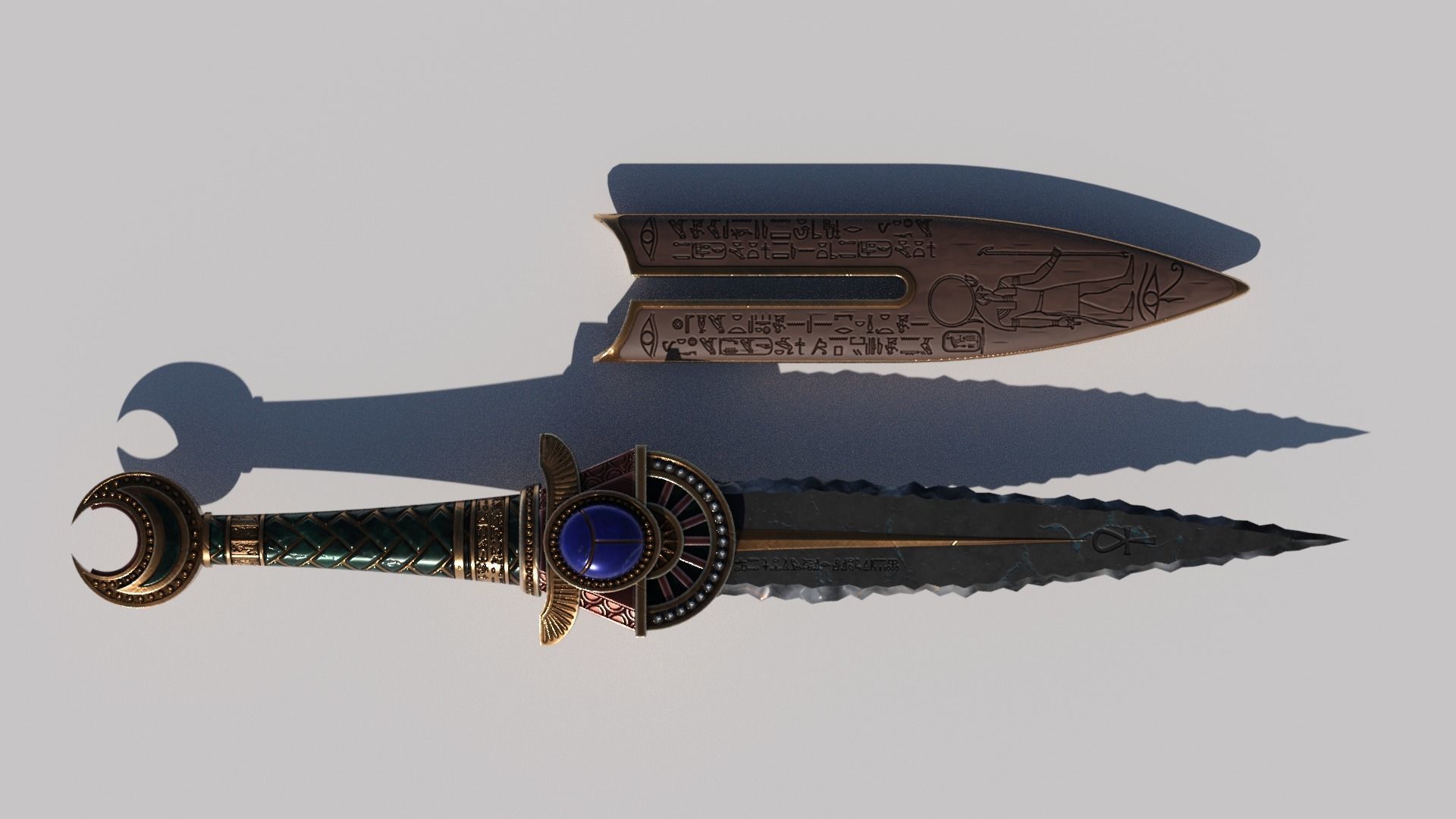 OB 02 Egyptian Necromancer Kit - 02 - Flintstone Dagger Low-poly 3D model_3