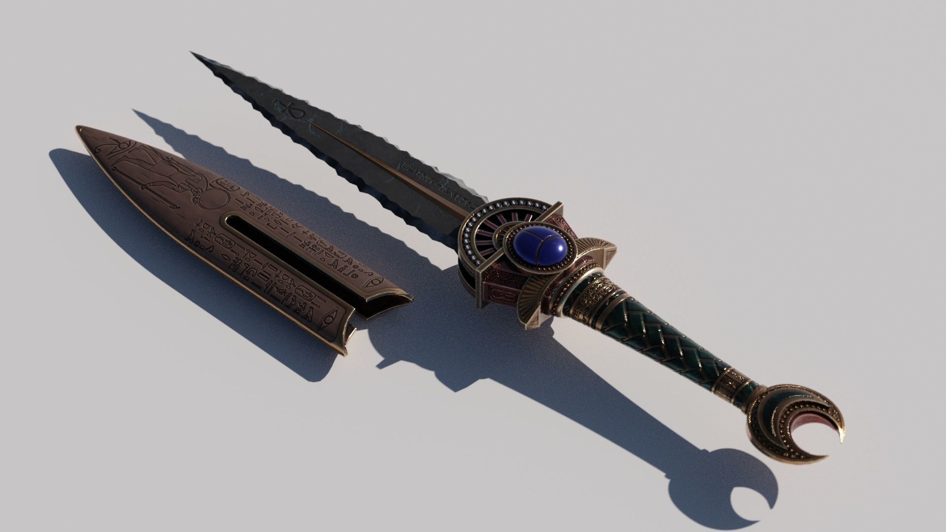 OB 02 Egyptian Necromancer Kit - 02 - Flintstone Dagger Low-poly 3D model_1