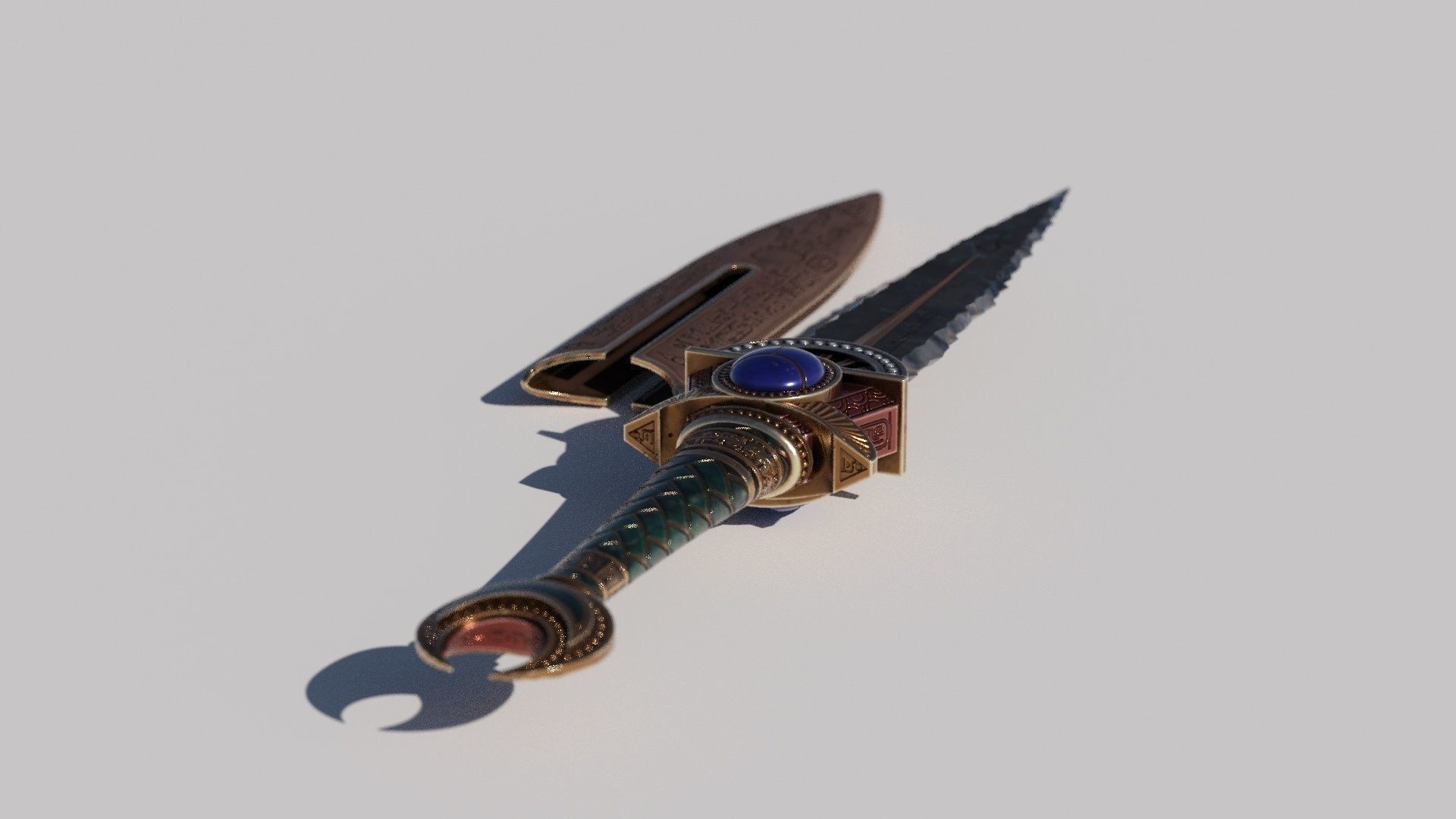 OB 02 Egyptian Necromancer Kit - 02 - Flintstone Dagger Low-poly 3D model_2