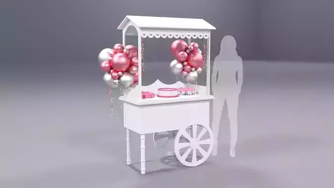 Wooden Party Candy Cart 1 3D model