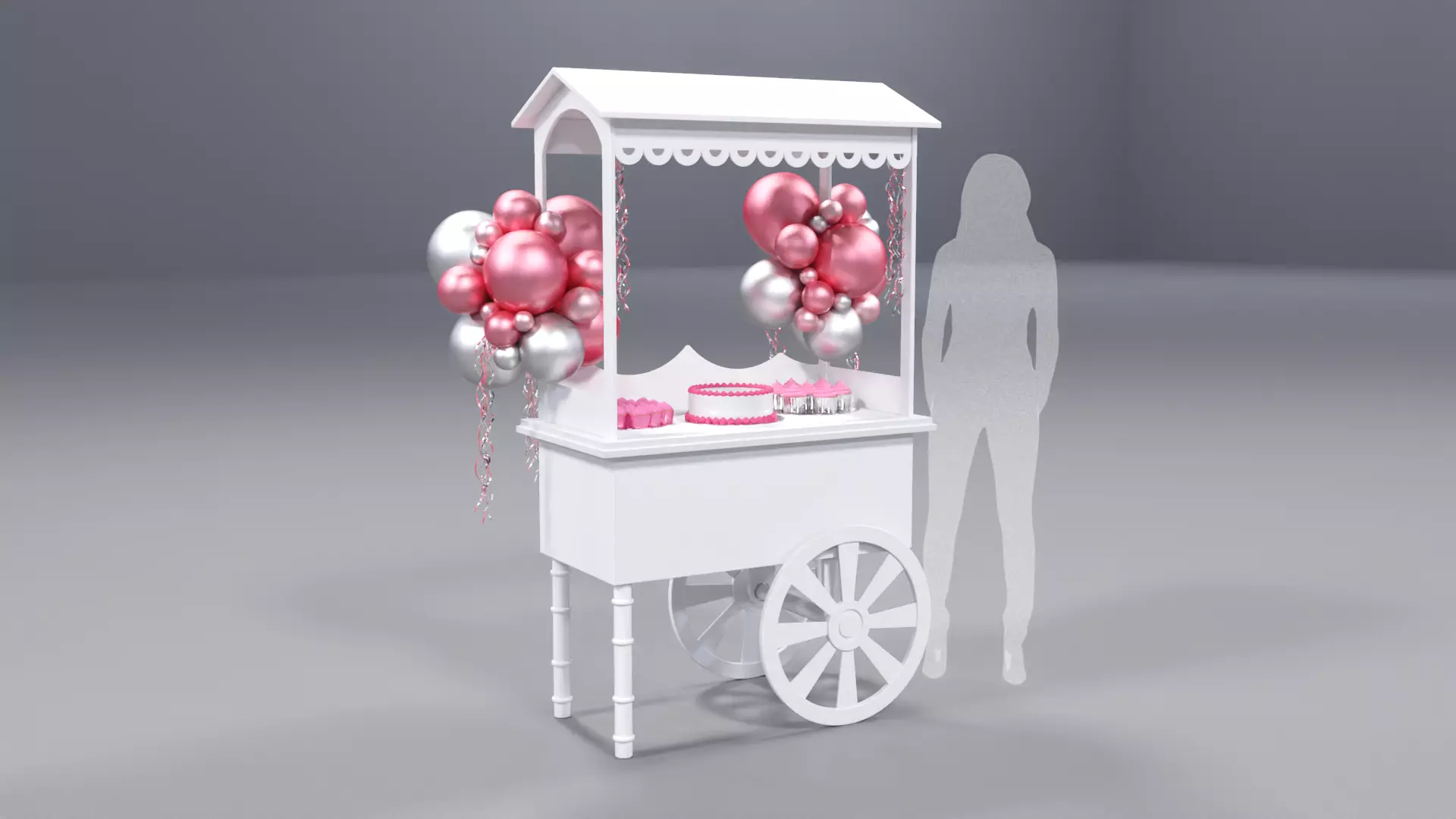 Wooden Party Candy Cart 1 3D model_0