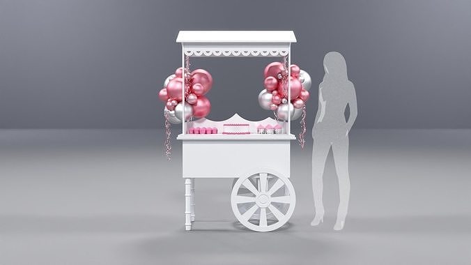 Wooden Party Candy Cart 1 3D model 3
