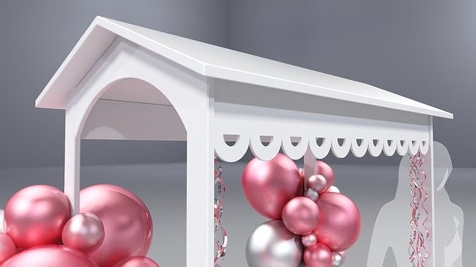 Wooden Party Candy Cart 1 3D model 7