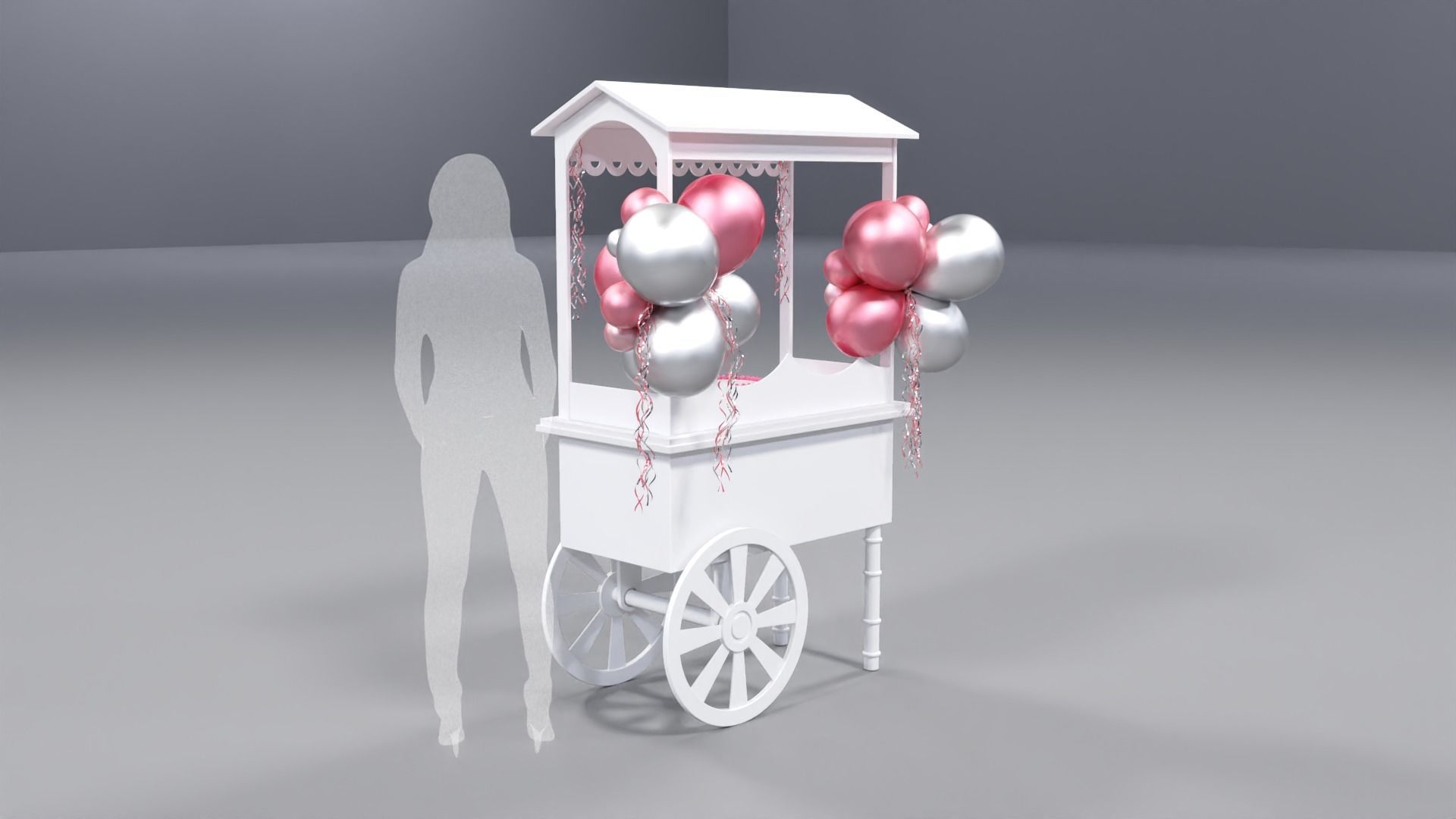 Wooden Party Candy Cart 1 3D model_4