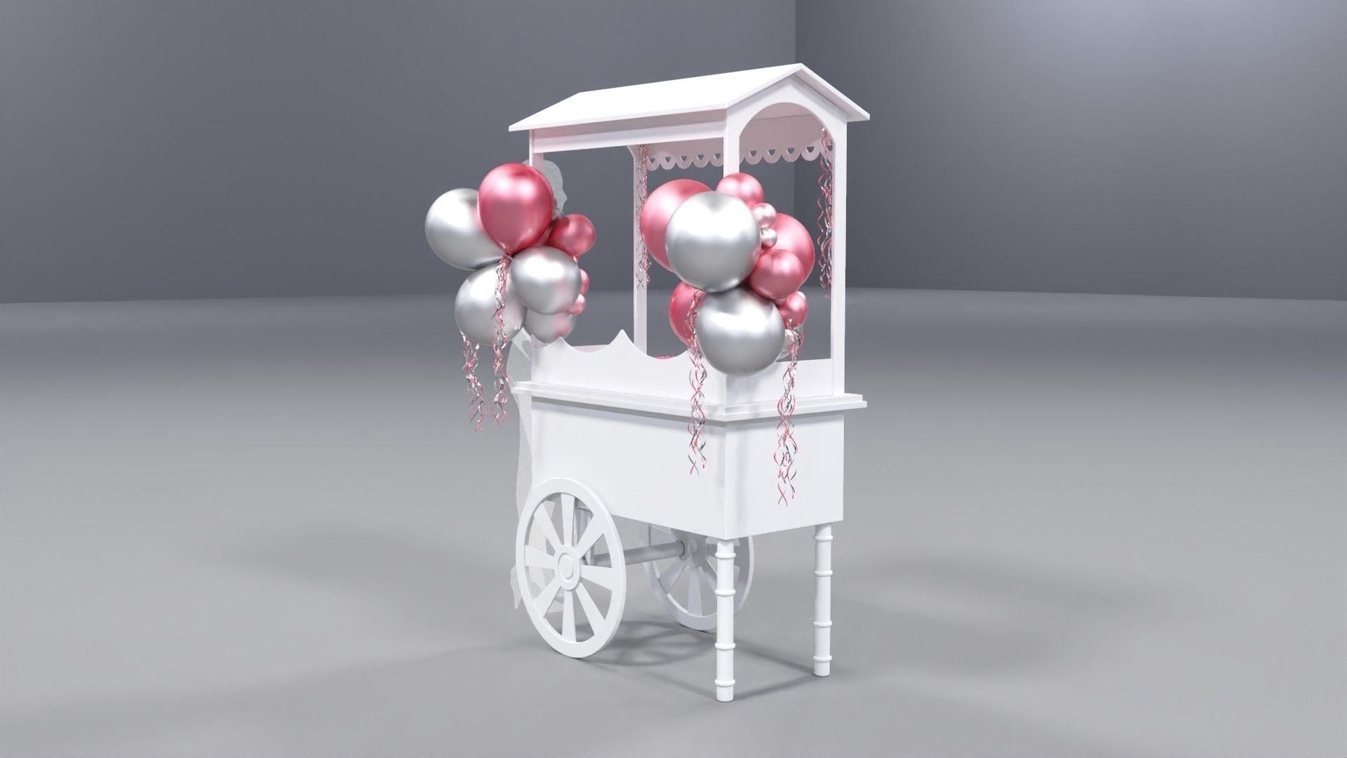 Wooden Party Candy Cart 1 3D model_5