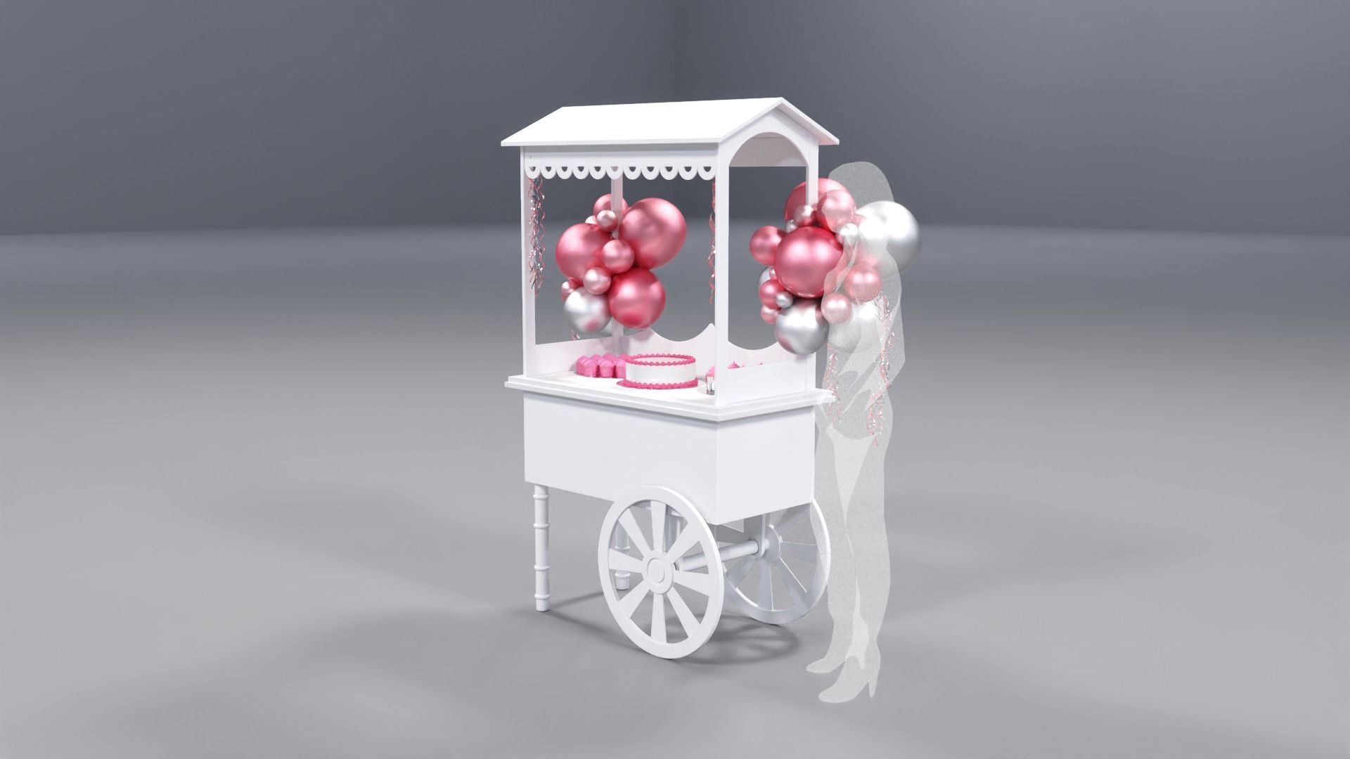 Wooden Party Candy Cart 1 3D model_3