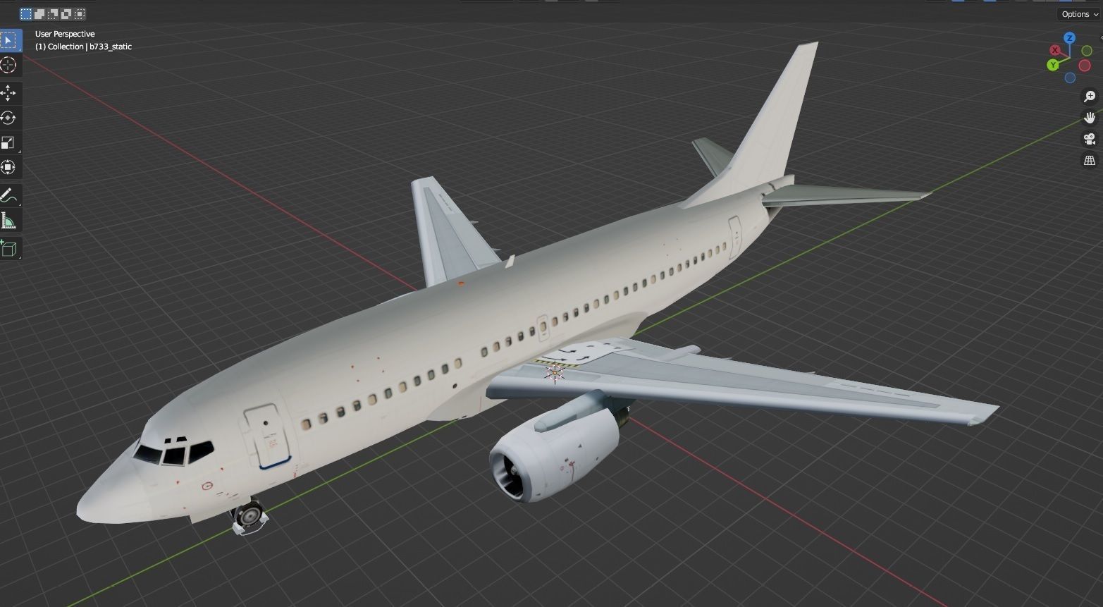 B737-300 Static Low Poly Blank Low-poly 3D model_6