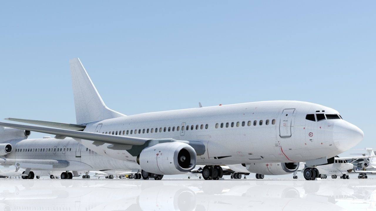 B737-300 Static Low Poly Blank Low-poly 3D model_5