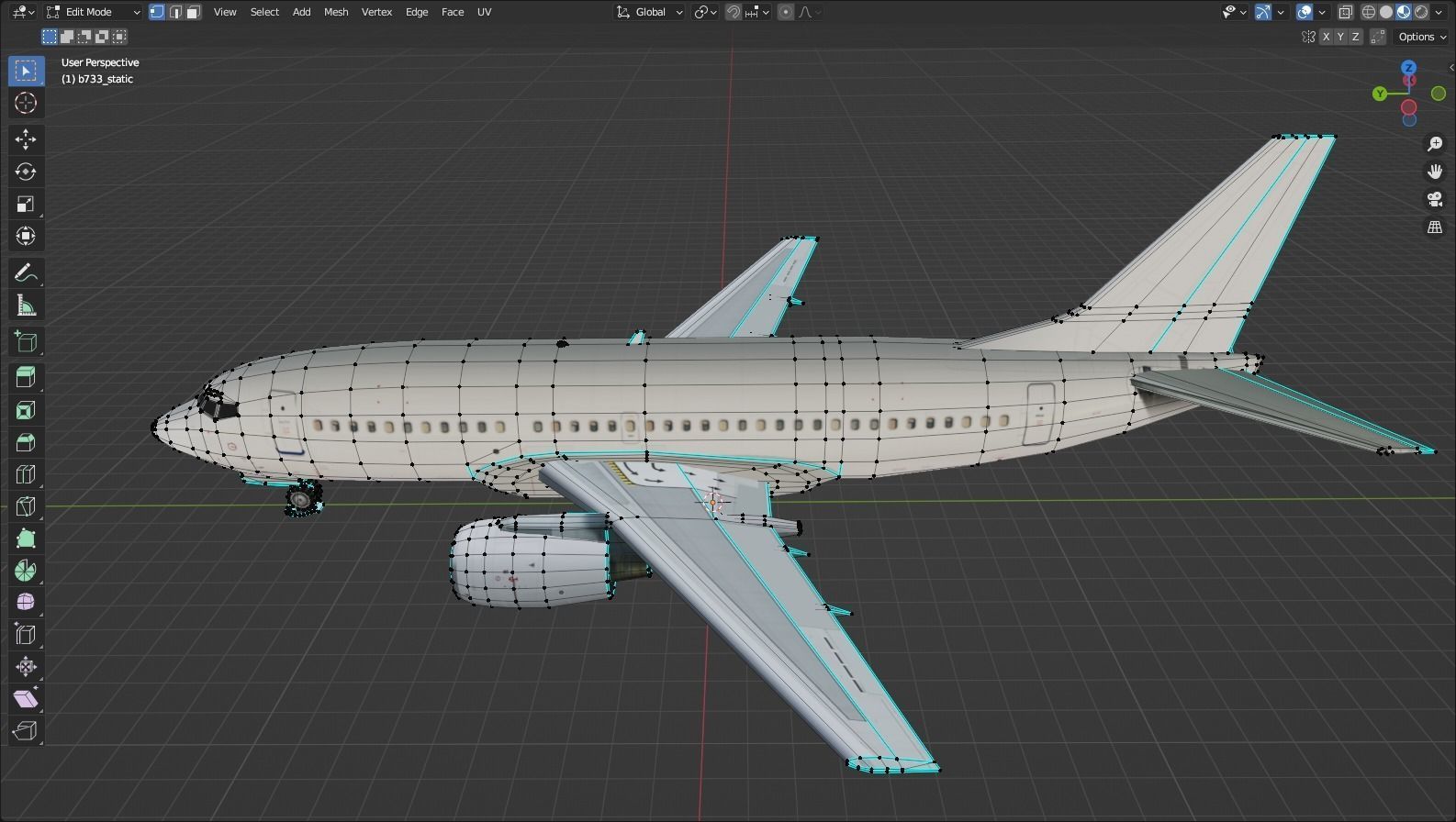 B737-300 Static Low Poly Blank Low-poly 3D model_7