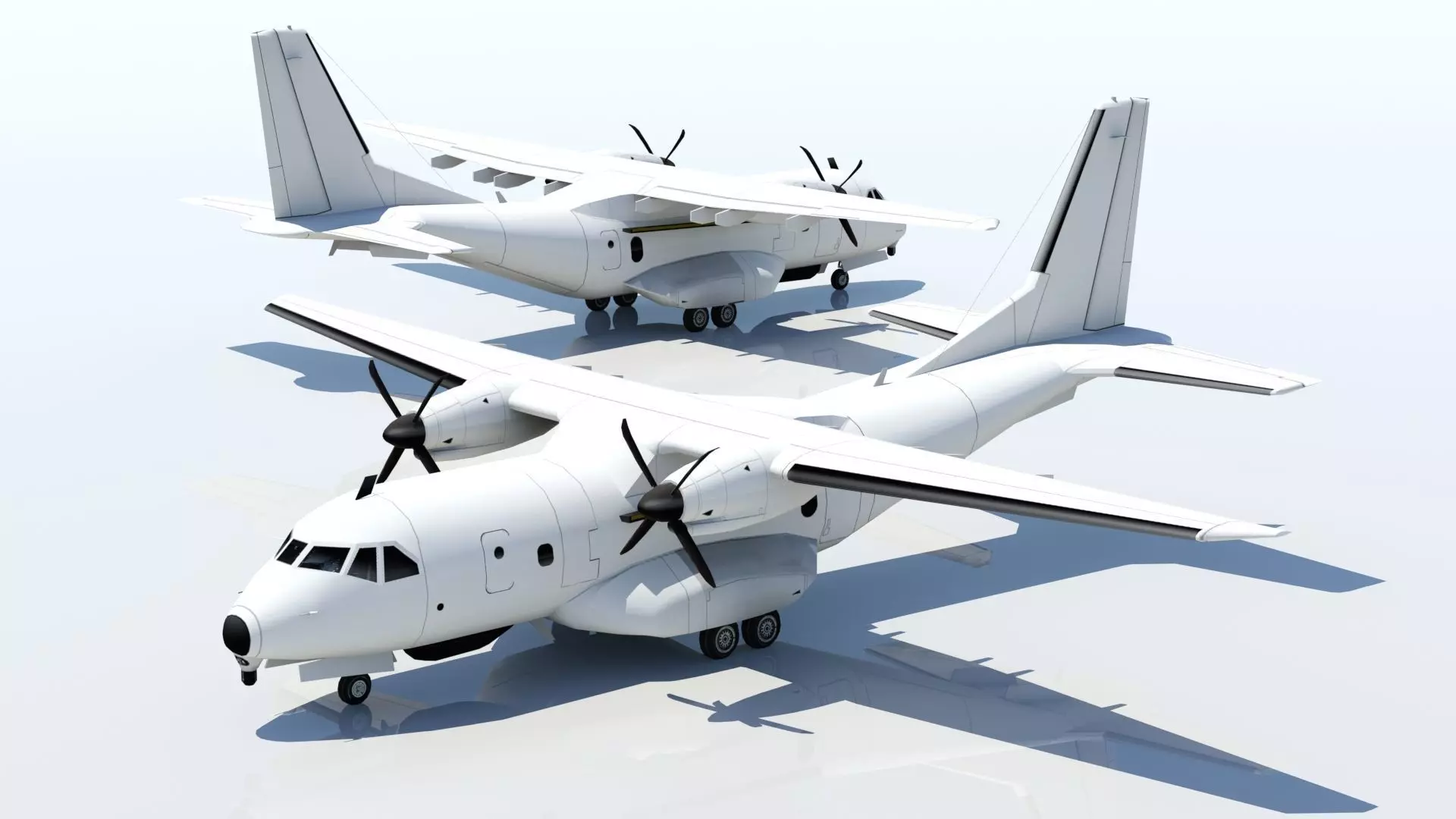 CASA CN235 Low Poly Static Aircraft Low-poly 3D model_0