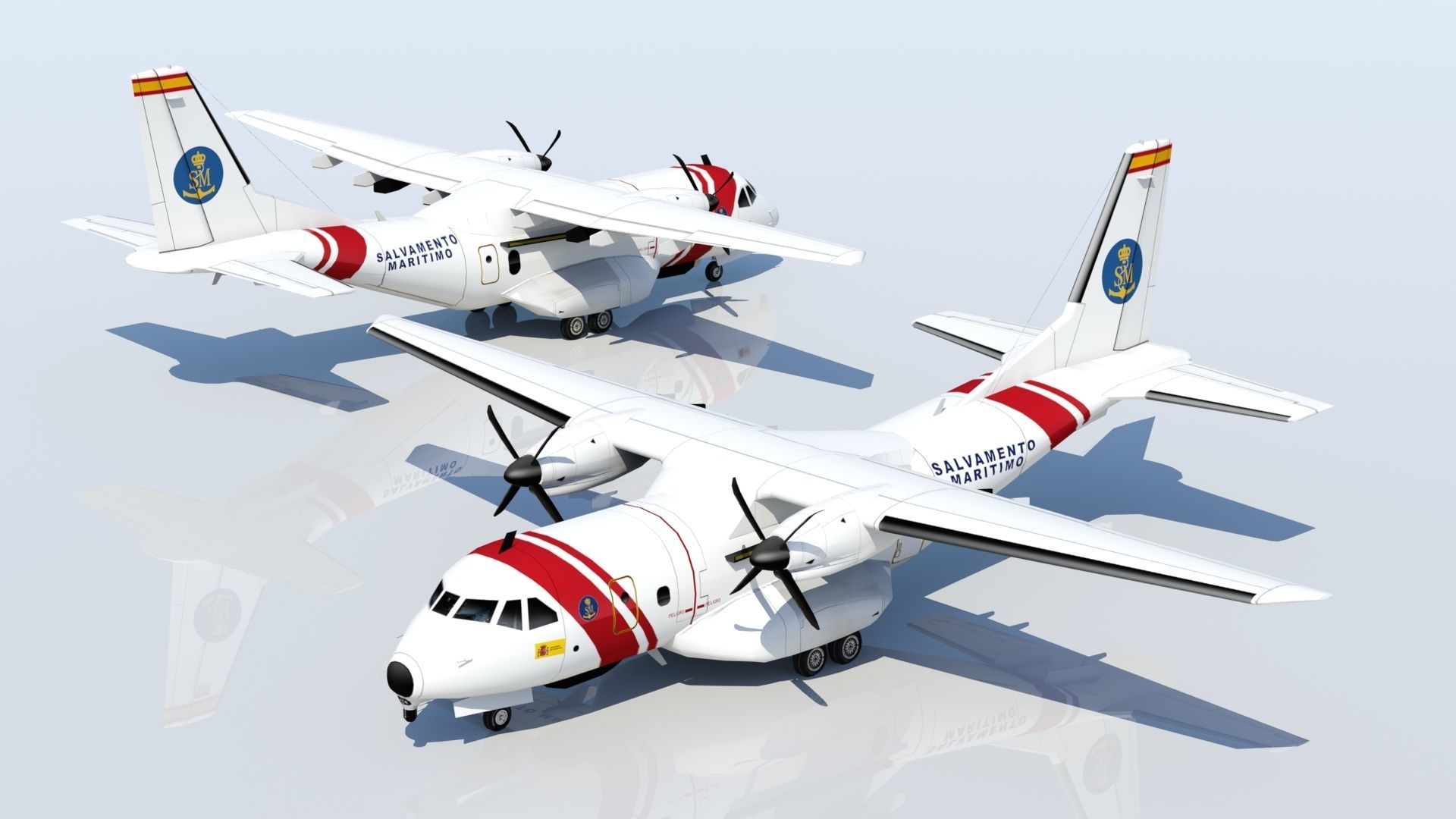 CASA CN235 Low Poly Static Aircraft Low-poly 3D model_1