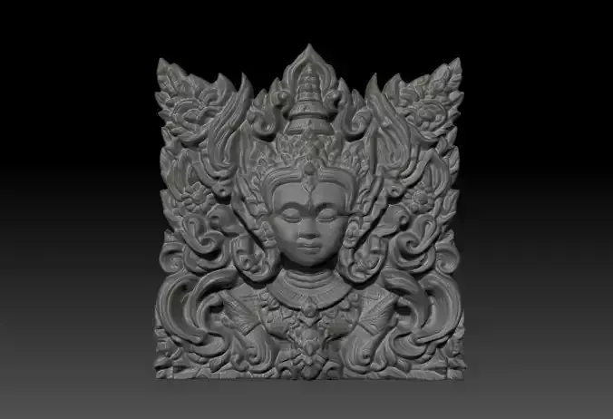 Thai Ornament Decor Bas Relied 08 - 231006 3D print model