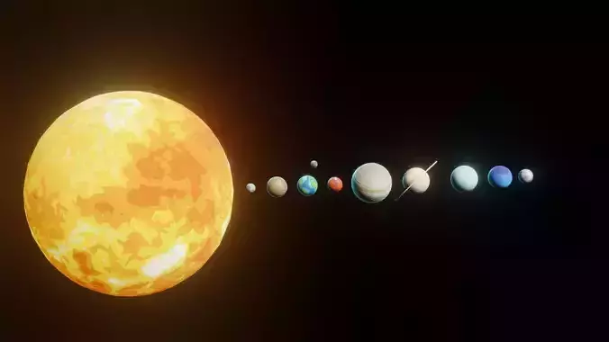 Cartoon Solar System 3D Model 2k 4k 8k Textures 3D Model Collection