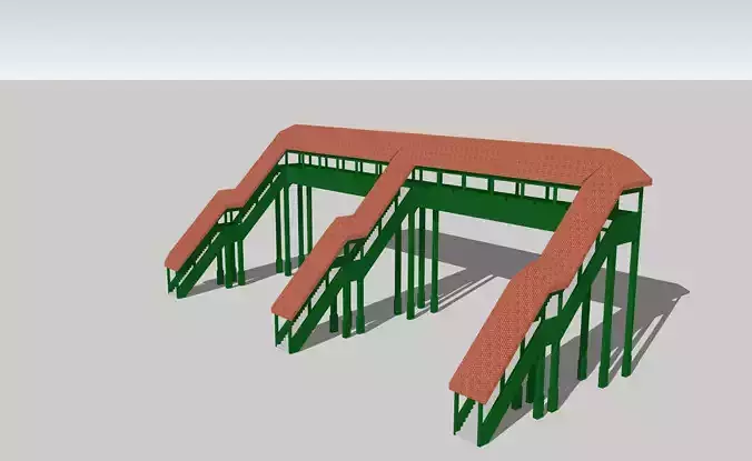 Overhead Covered 3 Entrances Footbridge by Outland Models