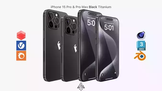 Apple iPhone 15 Pro  - Pro Max Black Titanium 3D model