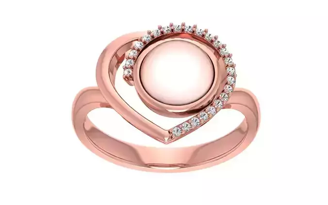Women Pearl Heart Ring 3dm STL OBJ FBX Render Details