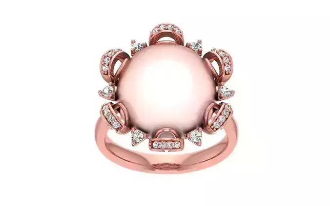 Women Pearl Ring 3dm STL OBJ FBX Render Details