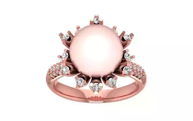 Women Pearl Ring 3dm STL OBJ FBX Render Details