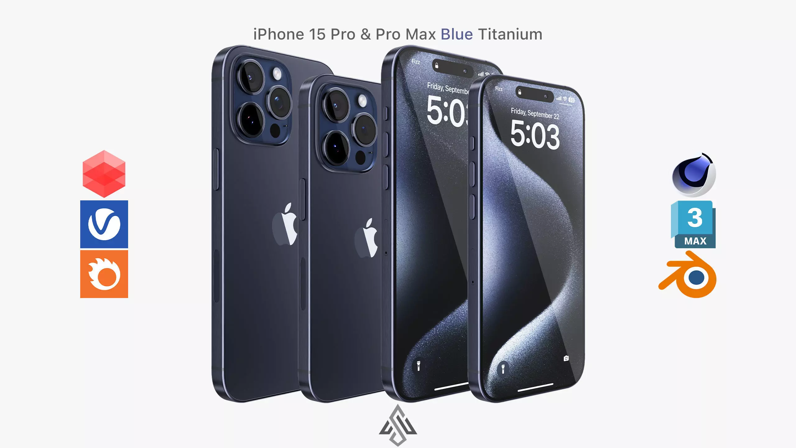 Apple iPhone 15 Pro - Pro Max Blue Titanium 3D model