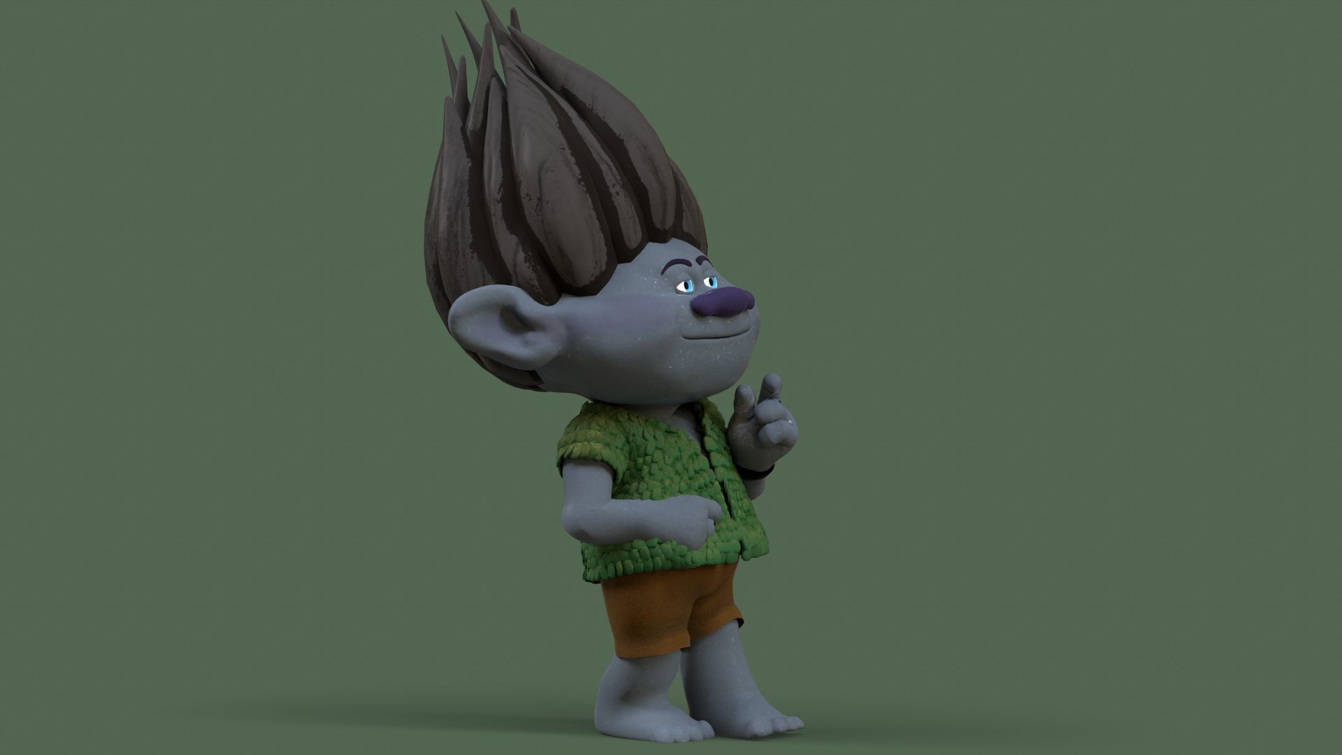 Branch fan art from Trolls Low-poly 3D model_7
