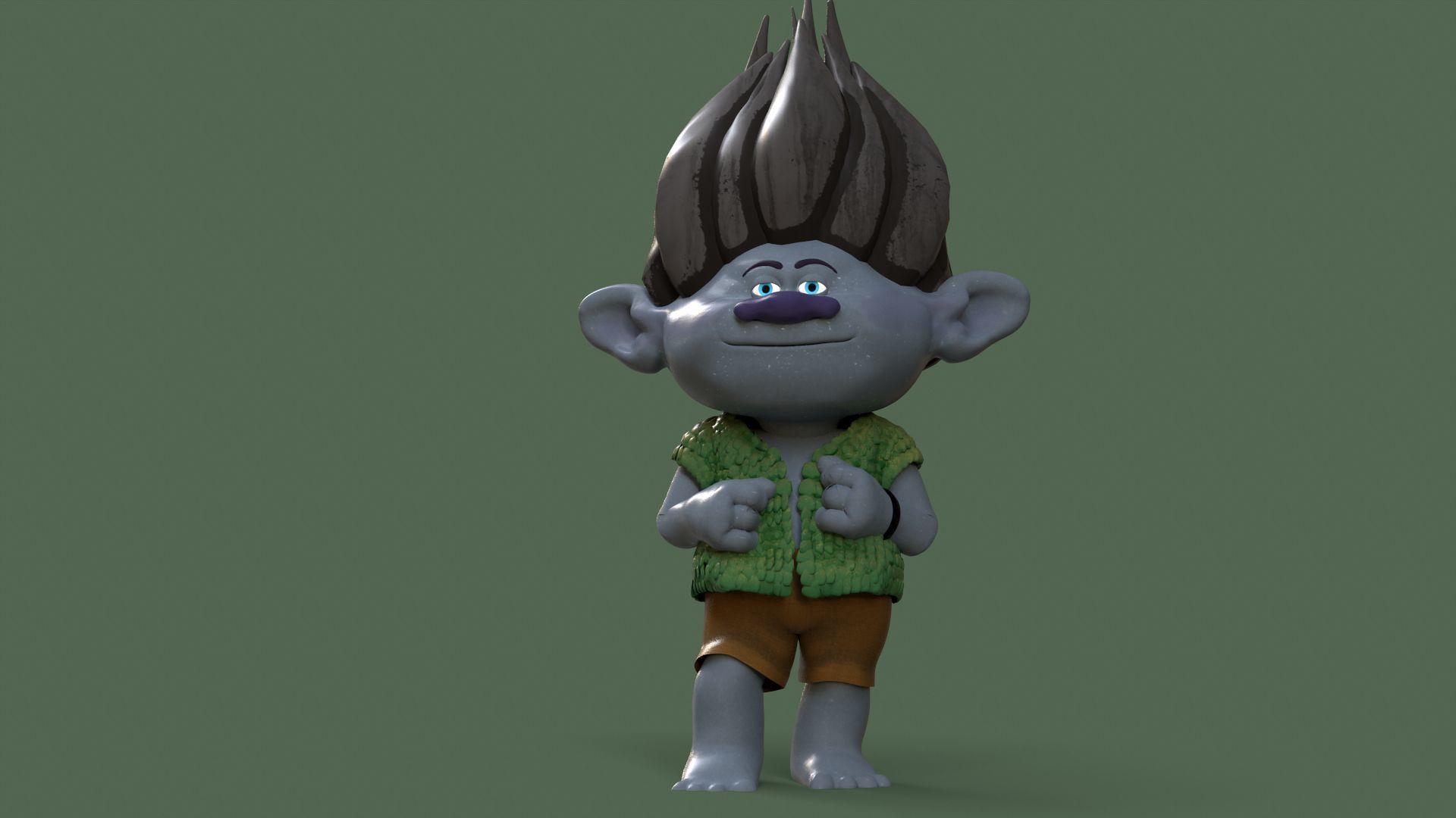 Branch fan art from Trolls Low-poly 3D model_1