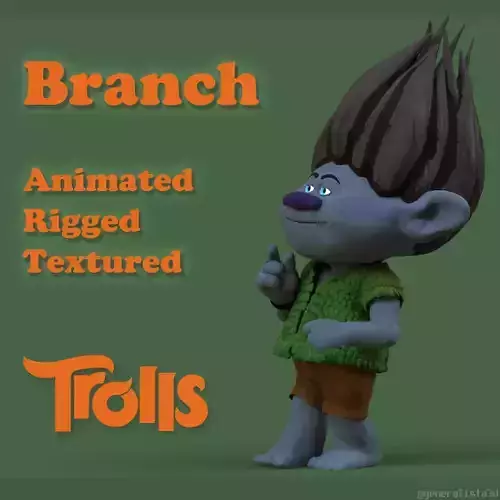 Branch fan art from Trolls Low-poly 3D model