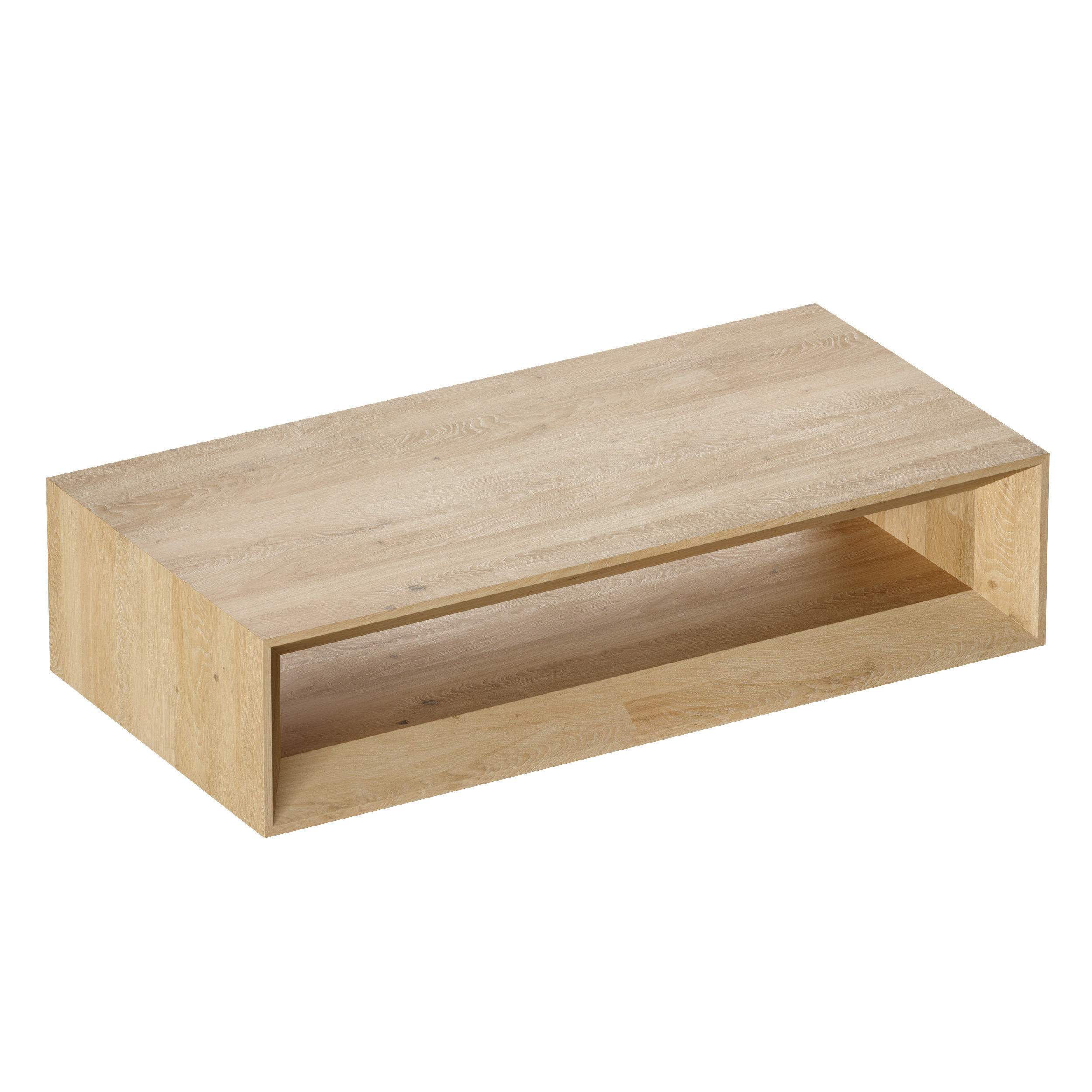 Vernon Rectangular Natural Pine Wood Coffee Table with Shelf 3D model_4