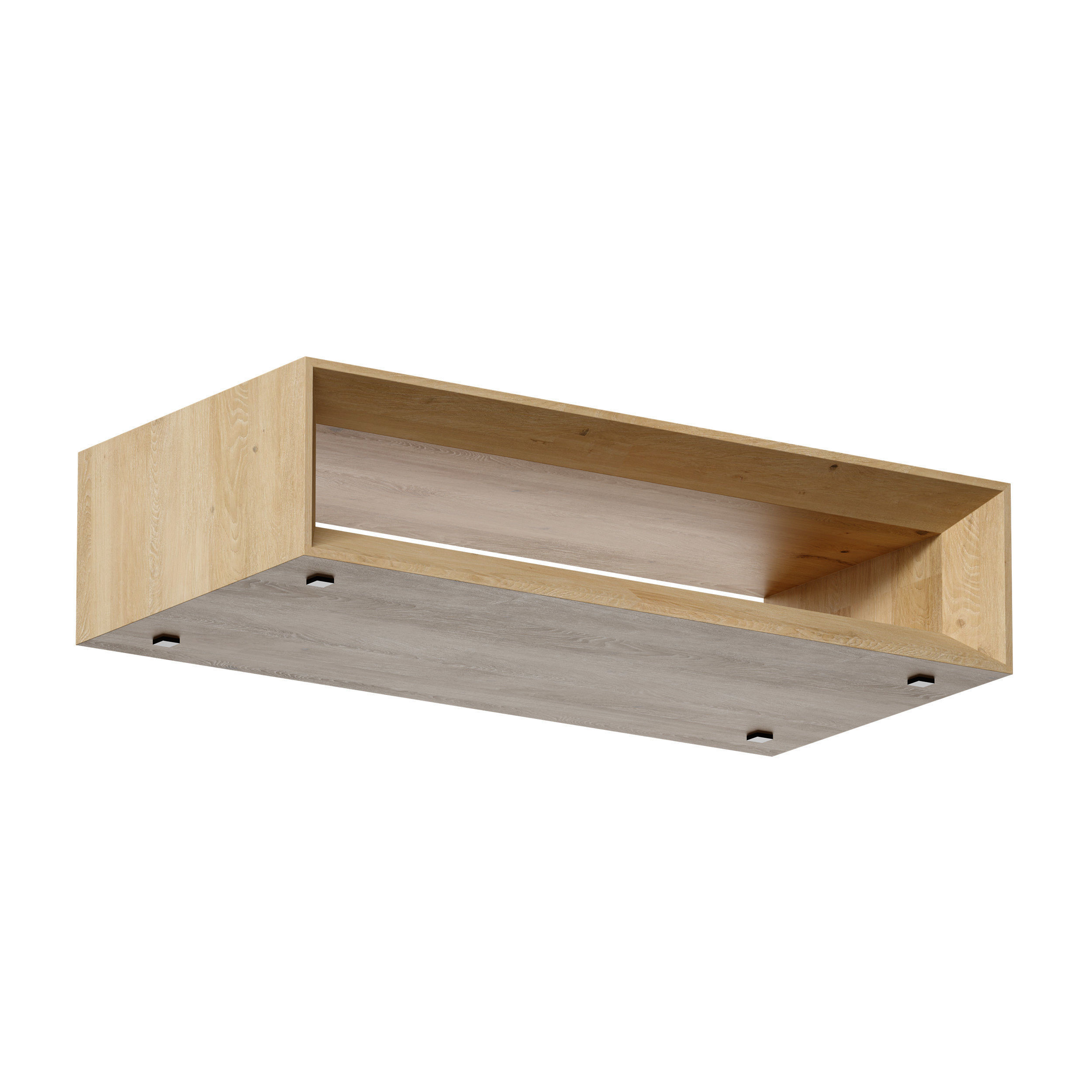 Vernon Rectangular Natural Pine Wood Coffee Table with Shelf 3D model_3