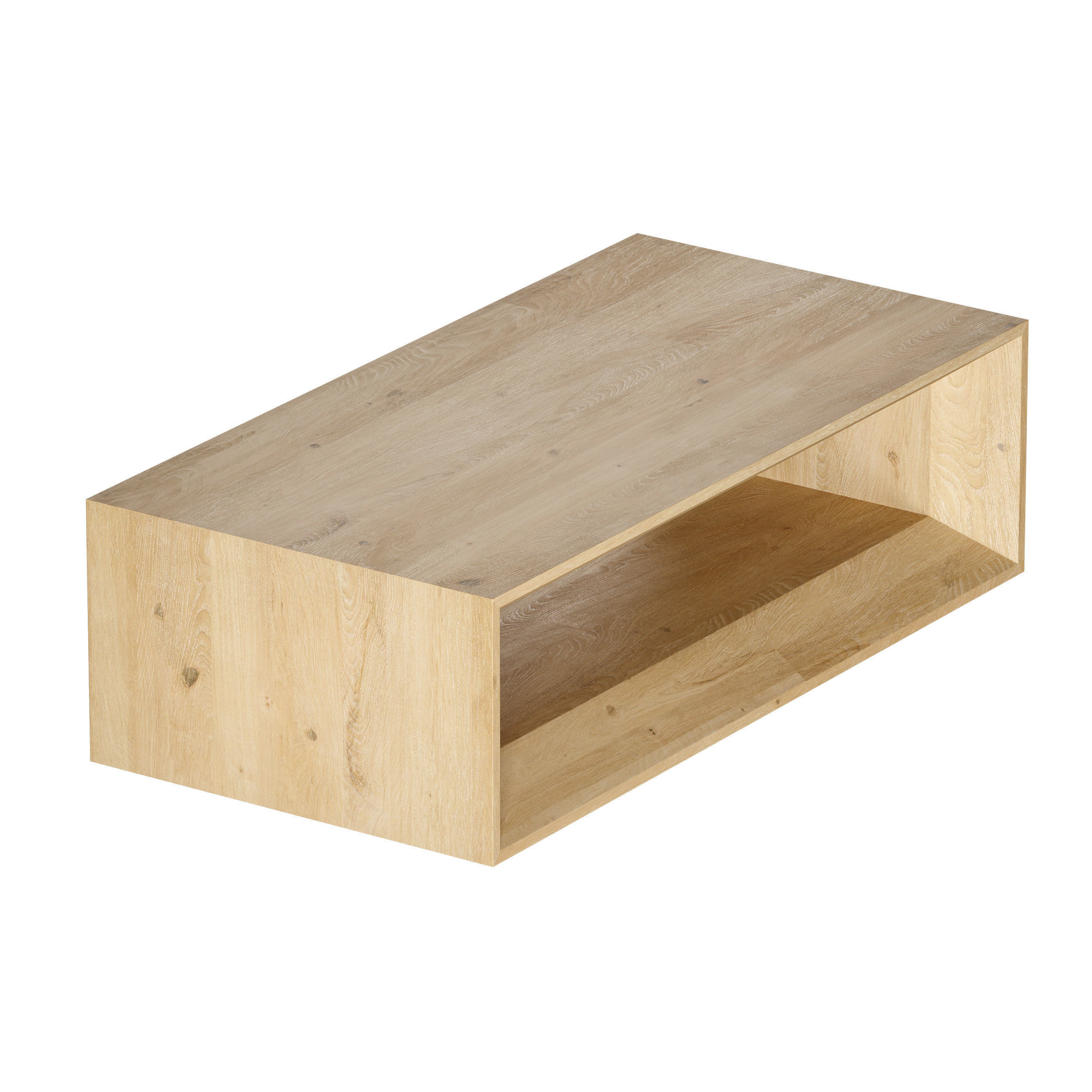 Vernon Rectangular Natural Pine Wood Coffee Table with Shelf 3D model_13