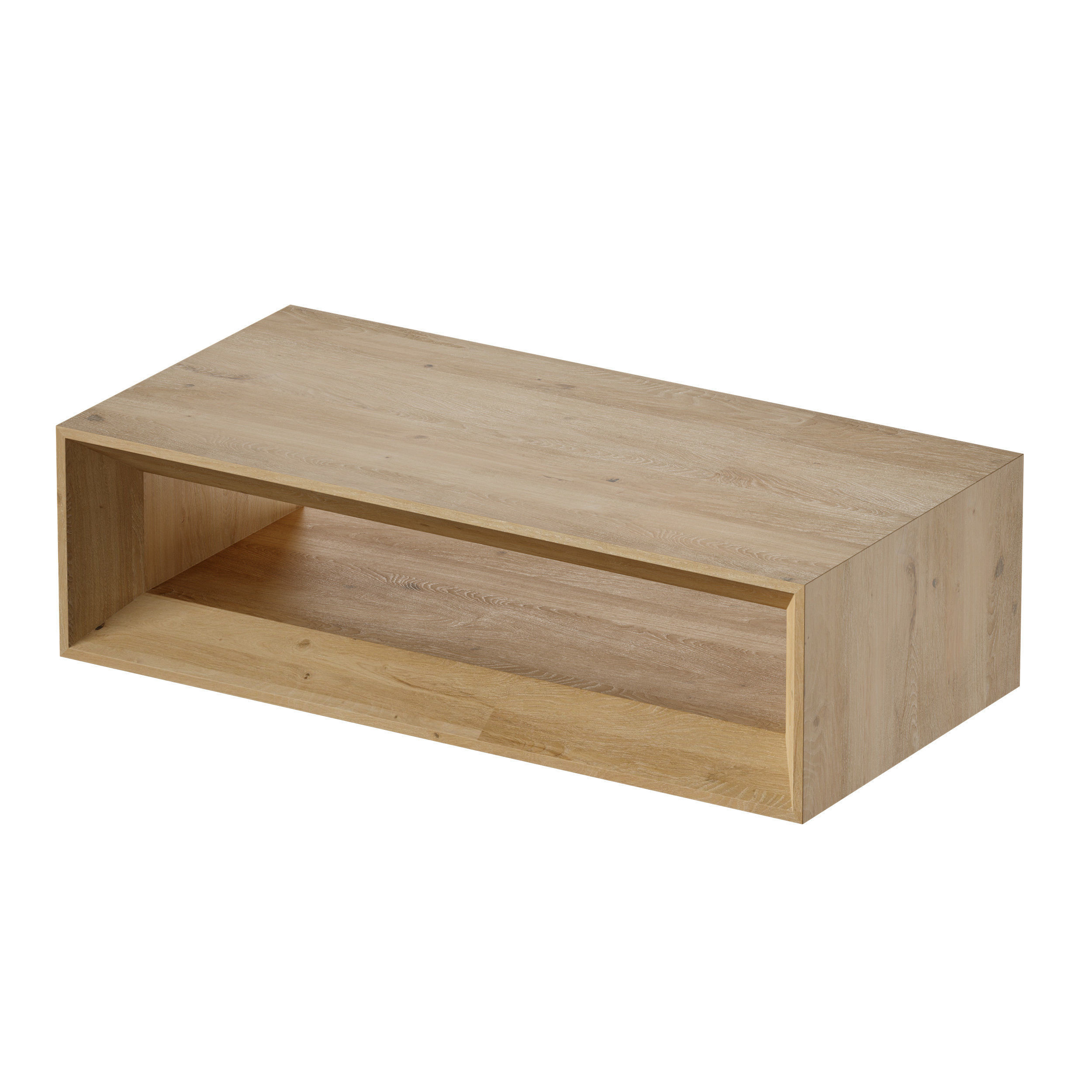 Vernon Rectangular Natural Pine Wood Coffee Table with Shelf 3D model_15