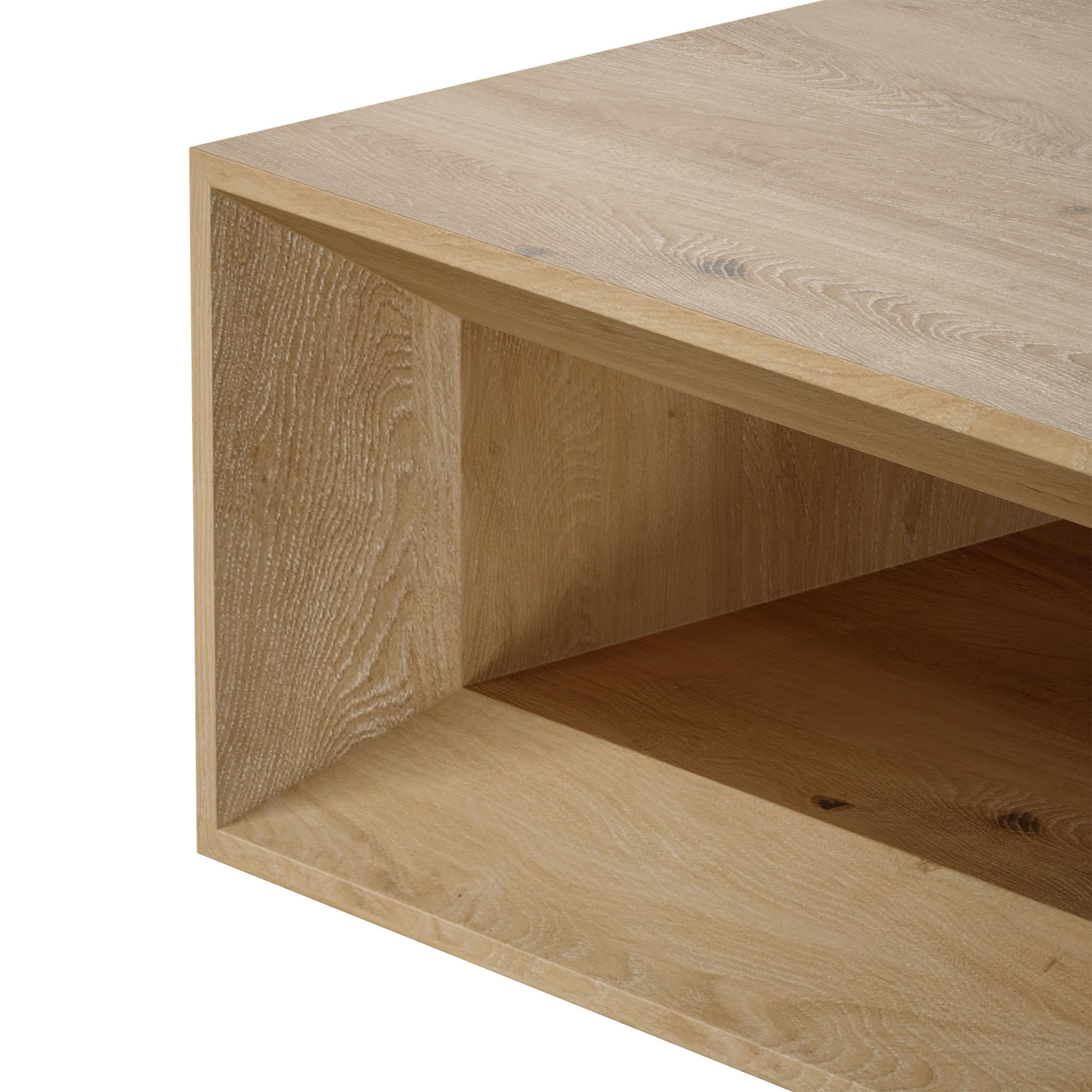 Vernon Rectangular Natural Pine Wood Coffee Table with Shelf 3D model_7