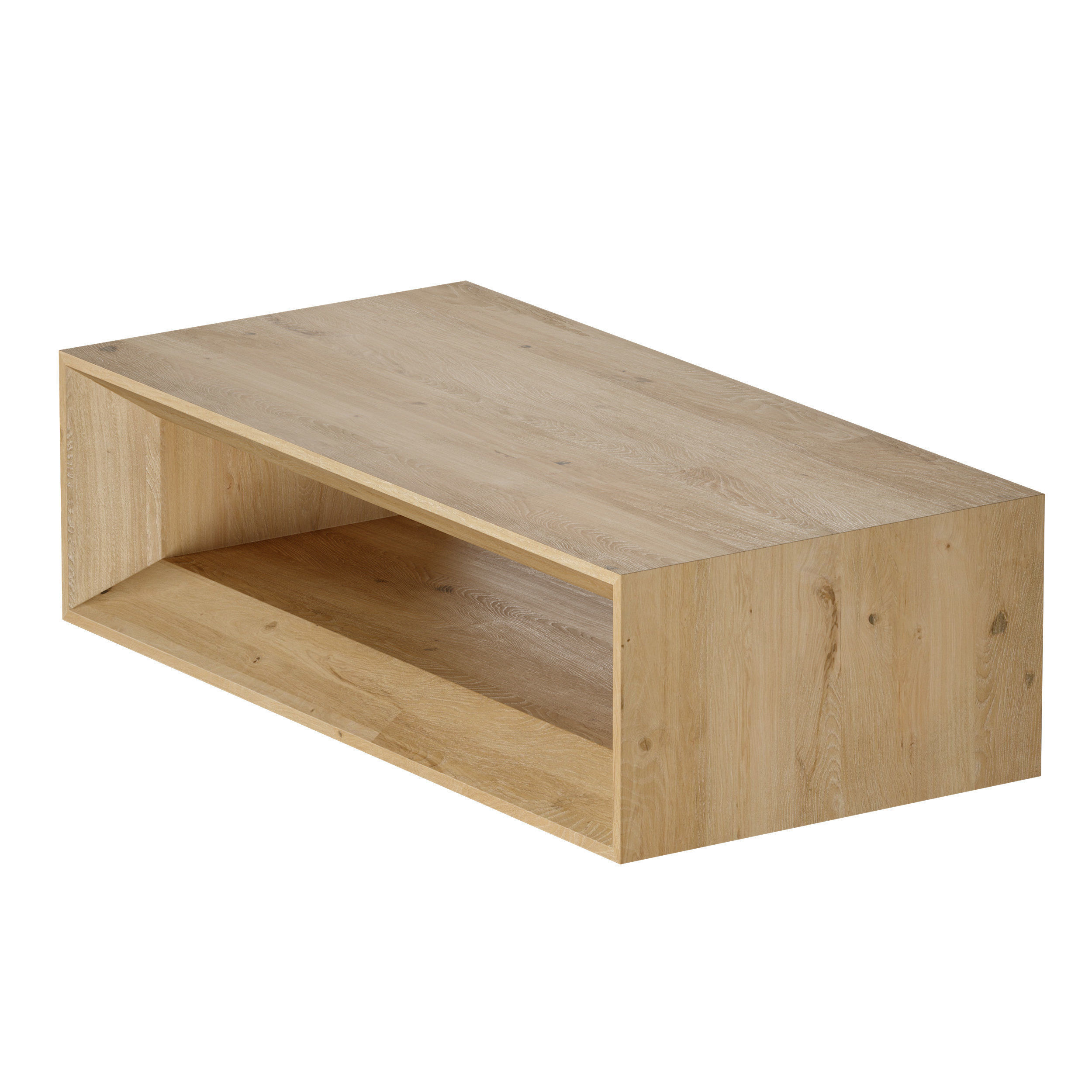 Vernon Rectangular Natural Pine Wood Coffee Table with Shelf 3D model_16