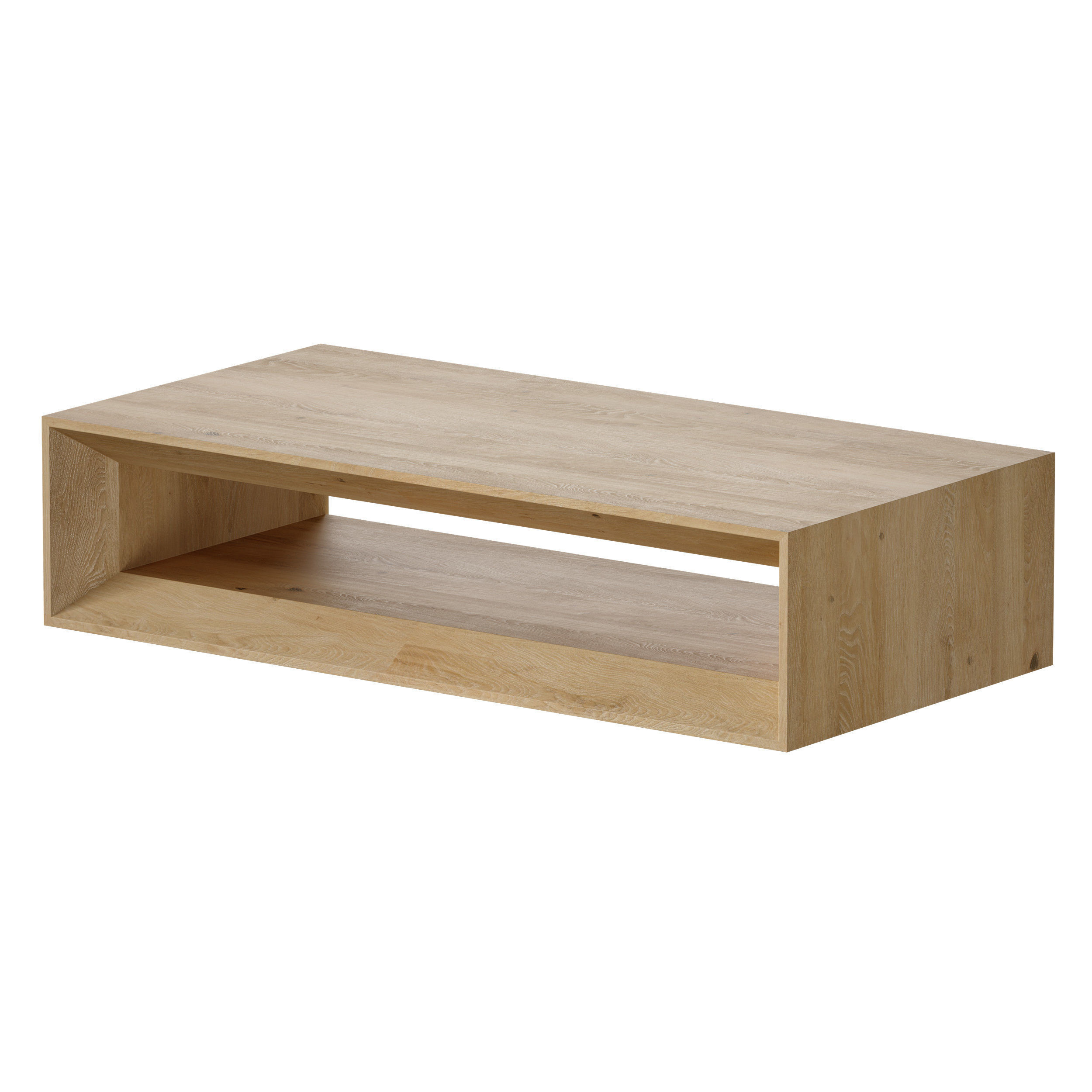 Vernon Rectangular Natural Pine Wood Coffee Table with Shelf 3D model_6