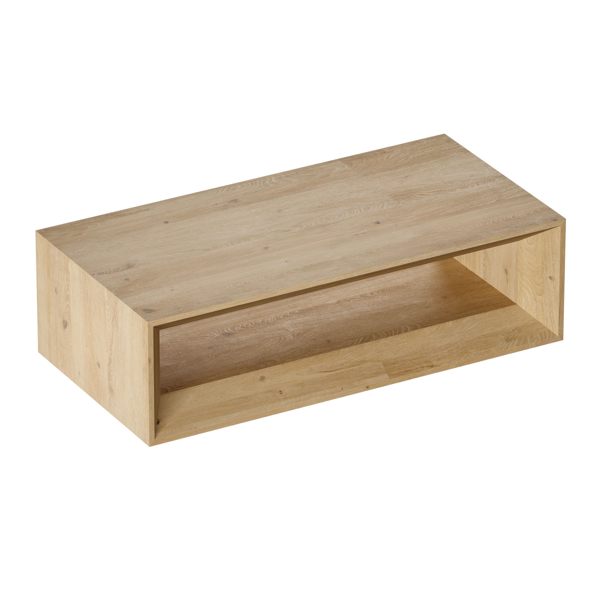 Vernon Rectangular Natural Pine Wood Coffee Table with Shelf 3D model_12