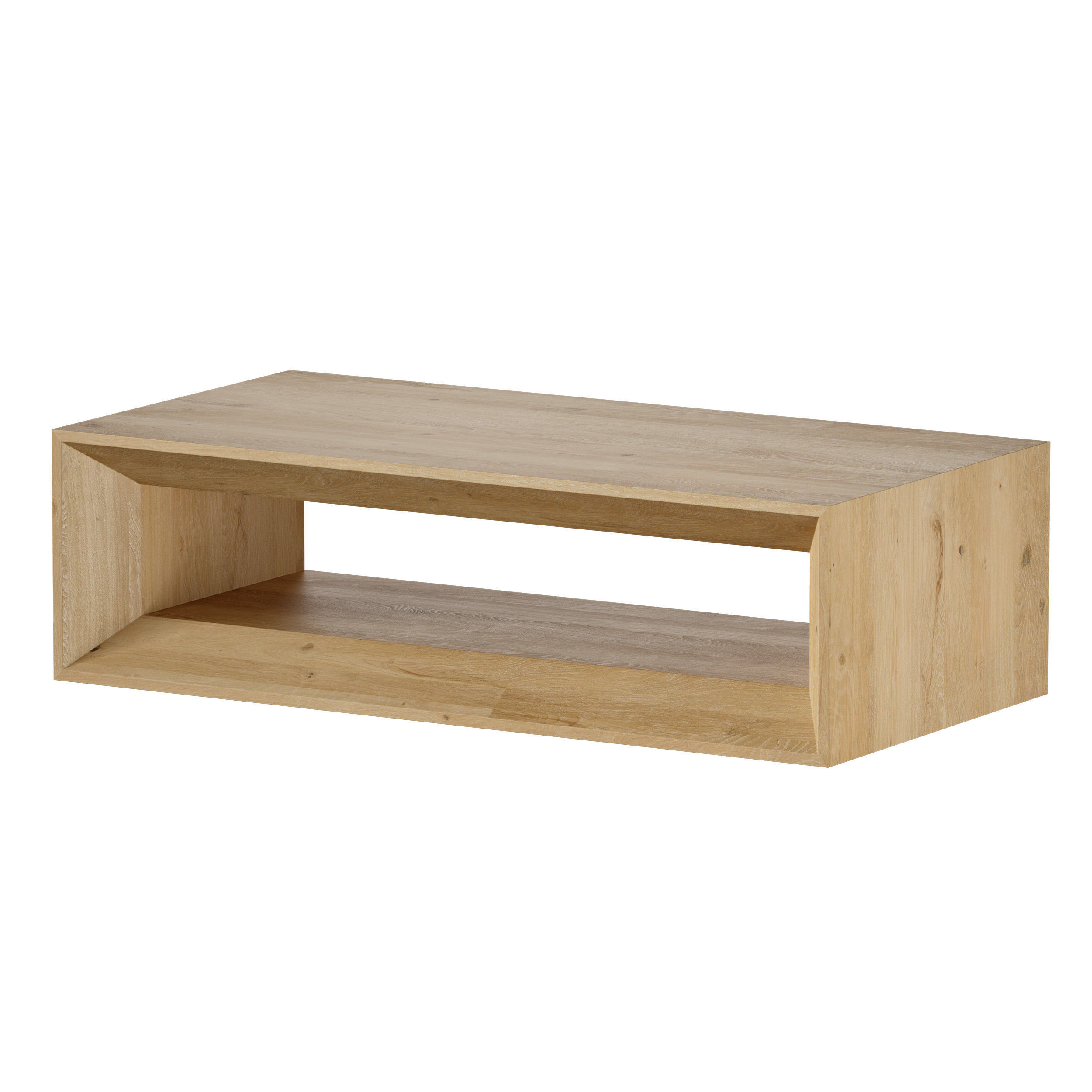 Vernon Rectangular Natural Pine Wood Coffee Table with Shelf 3D model_14