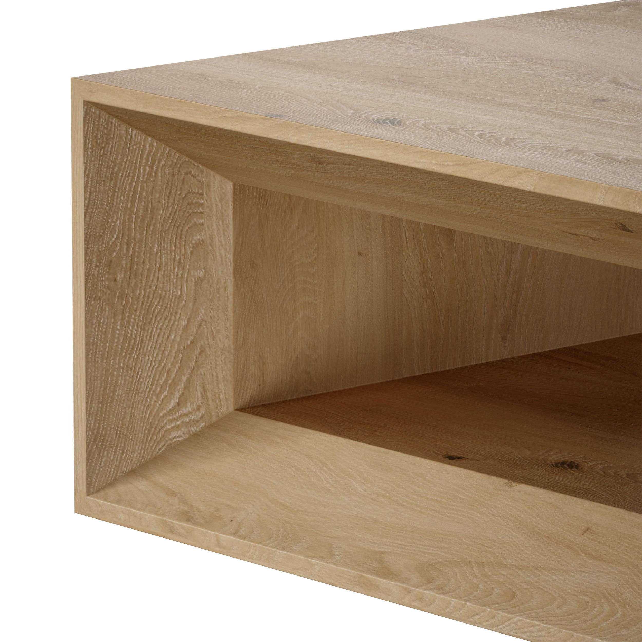 Vernon Rectangular Natural Pine Wood Coffee Table with Shelf 3D model_8