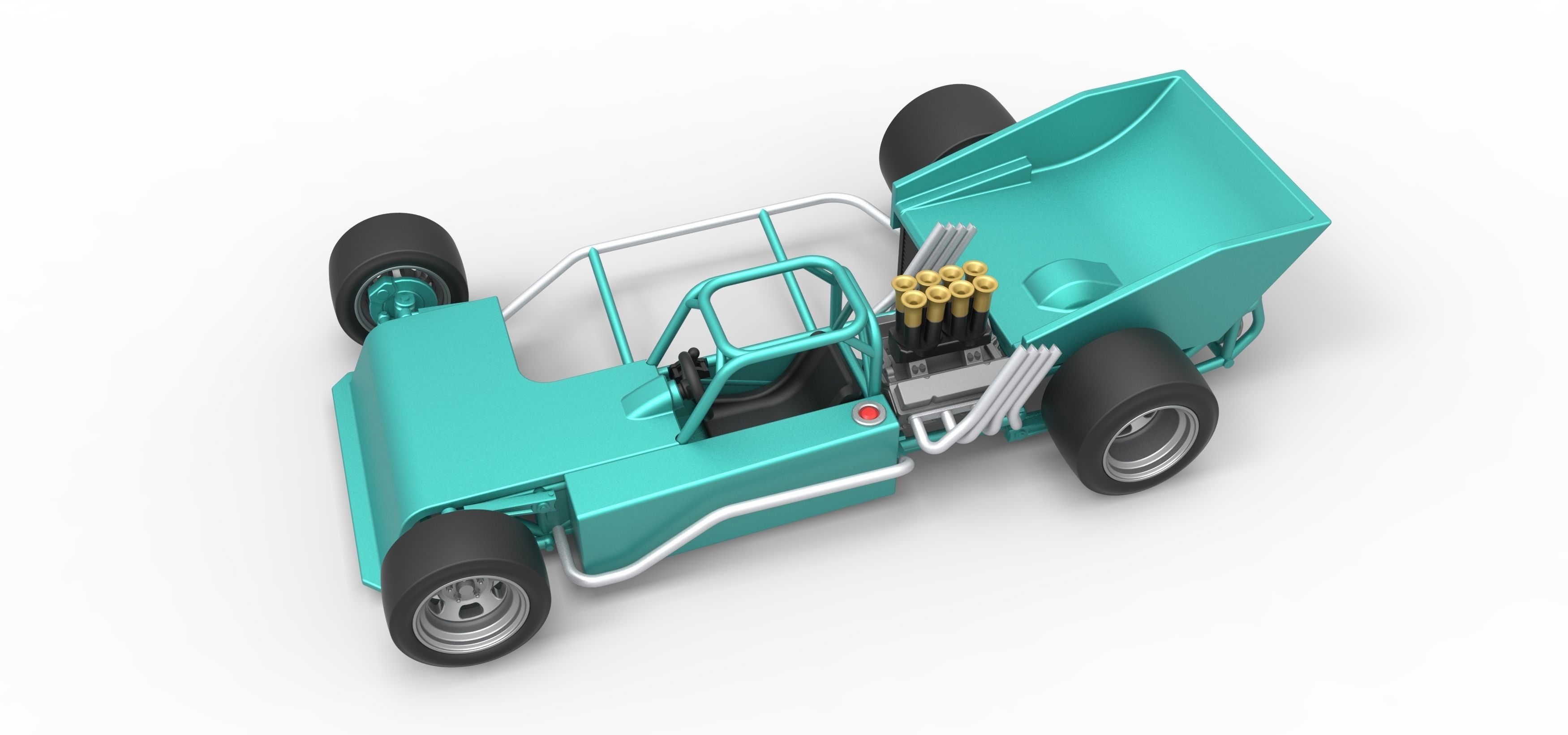 Supermodified rear engine race car Scale 1 to 25 3D print model_4